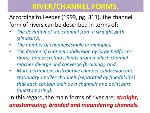 sedimentary environment fluvial channel channel form