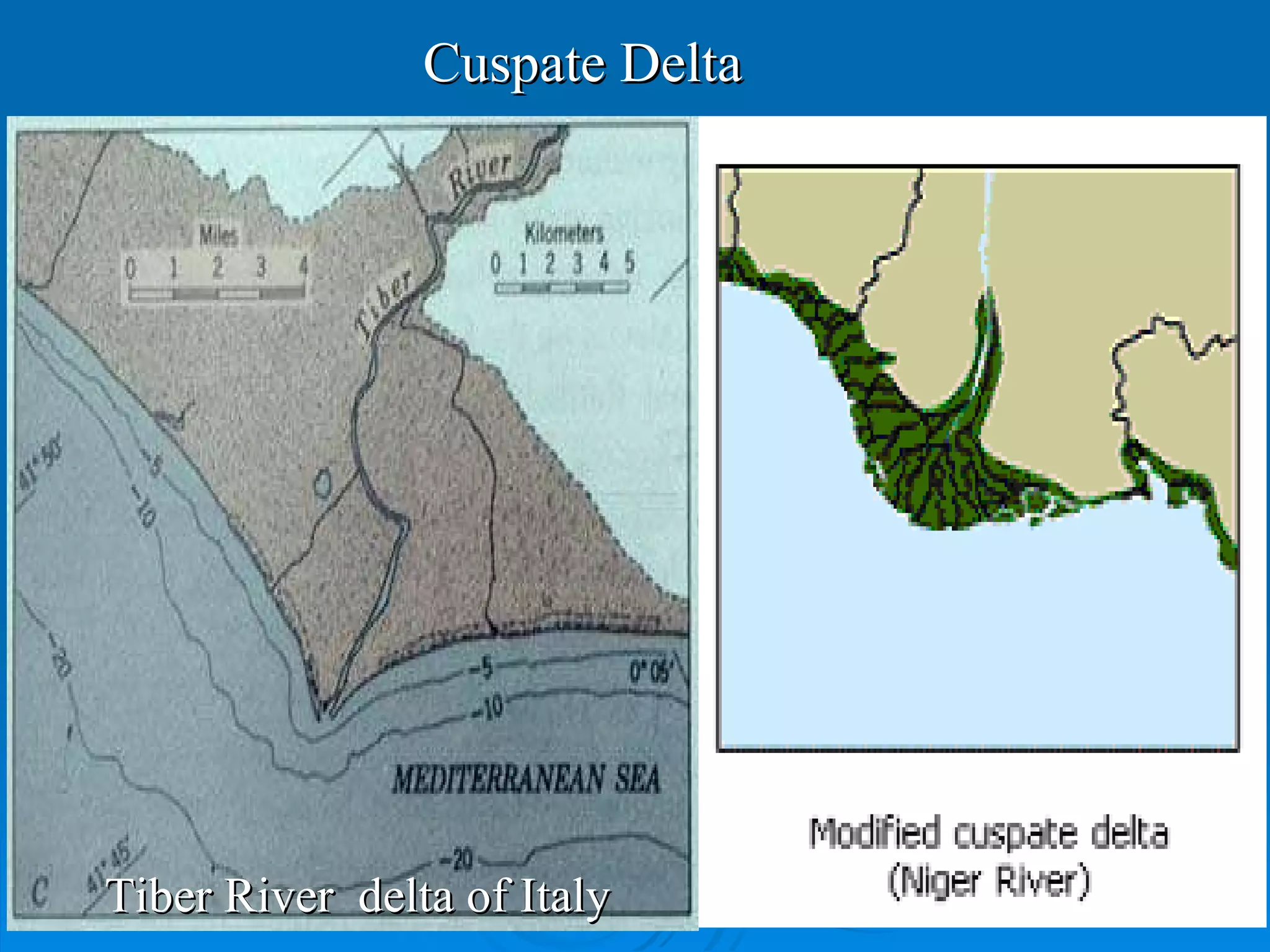 Cuspate Delta Tiber River  delta of Italy 