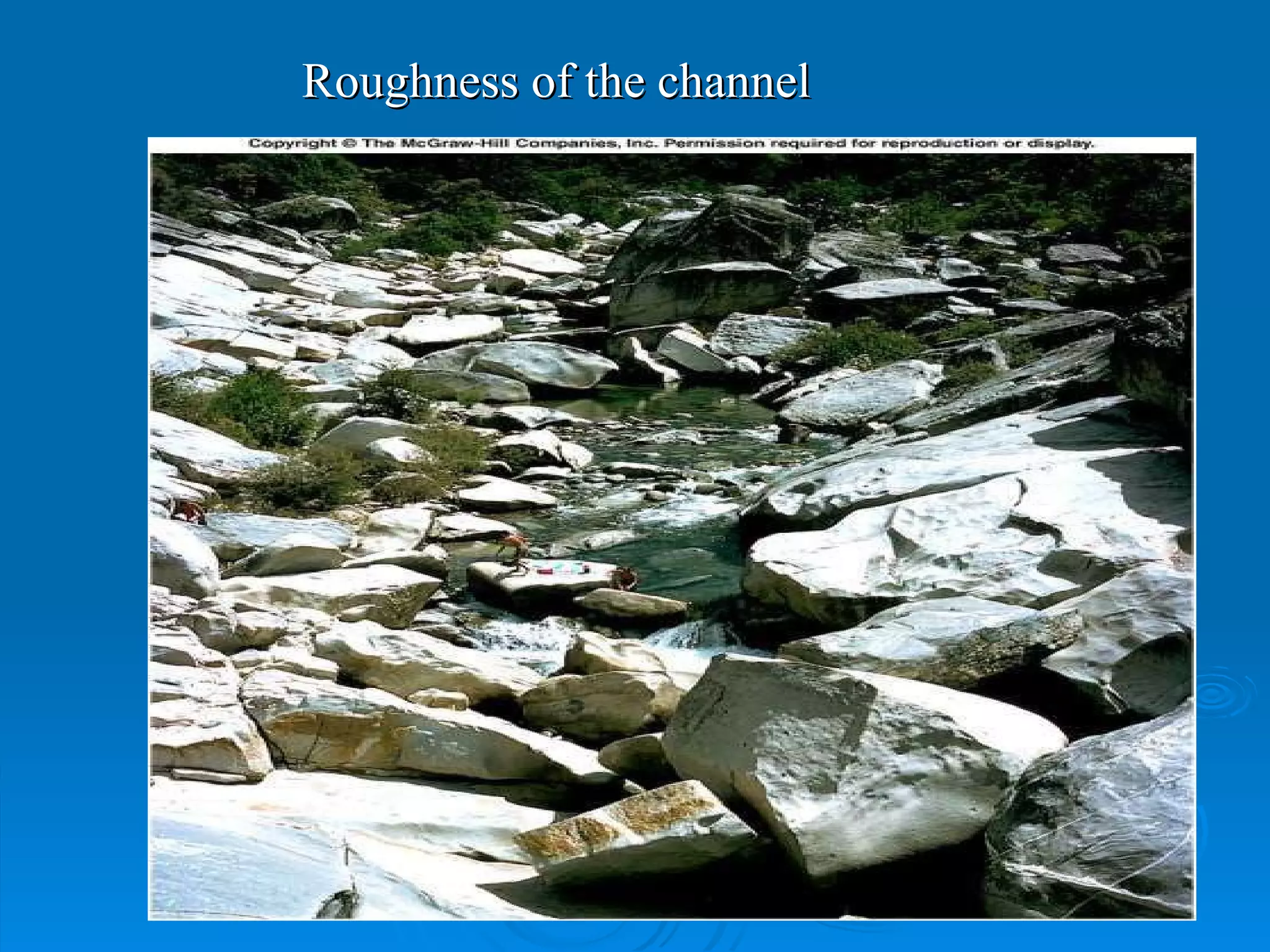 Roughness of the channel 