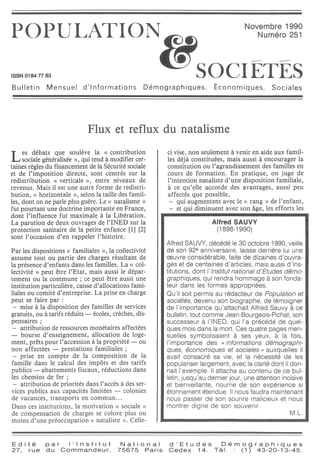 Flux Et Reflux De Natalisme Ined 1990