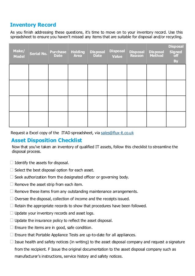 IT Inventory Disposal Checklist