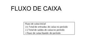 FLUXO DE CAIXA
 