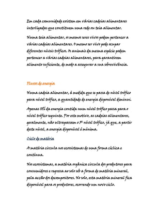 Fluxos De Energia E Ciclo De MatéRia