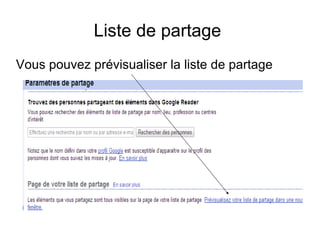 Liste de partage  Vous pouvez prévisualiser la liste de partage  