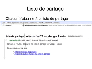 Liste de partage  Chacun s'abonne à la liste de partage  