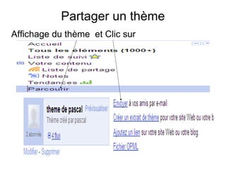 Partager un thème Affichage du thème  et Clic sur  