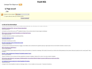 FLUX RSS
Lorsque l’on clique sur

1/ Page accueil
 . CBA
 