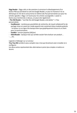 Inoreader : les principales fonctionnalités
• Fonctionnalités par article provenant d’un abonnement
69
 Charger l’article
complet à partir du
site source (raccourci
clavier = Q)
 Charger le contenu
mobile (raccourci
clavier = W)
 