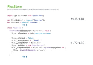 FluxStore
(https://github.com/facebook/flux/blob/master/src/stores/FluxStore.js)
#L15-L18
#L72-L82
 
