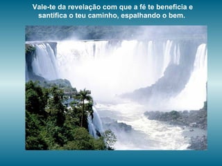 Vale-te da revelação com que a fé te beneficia e
santifica o teu caminho, espalhando o bem.
 