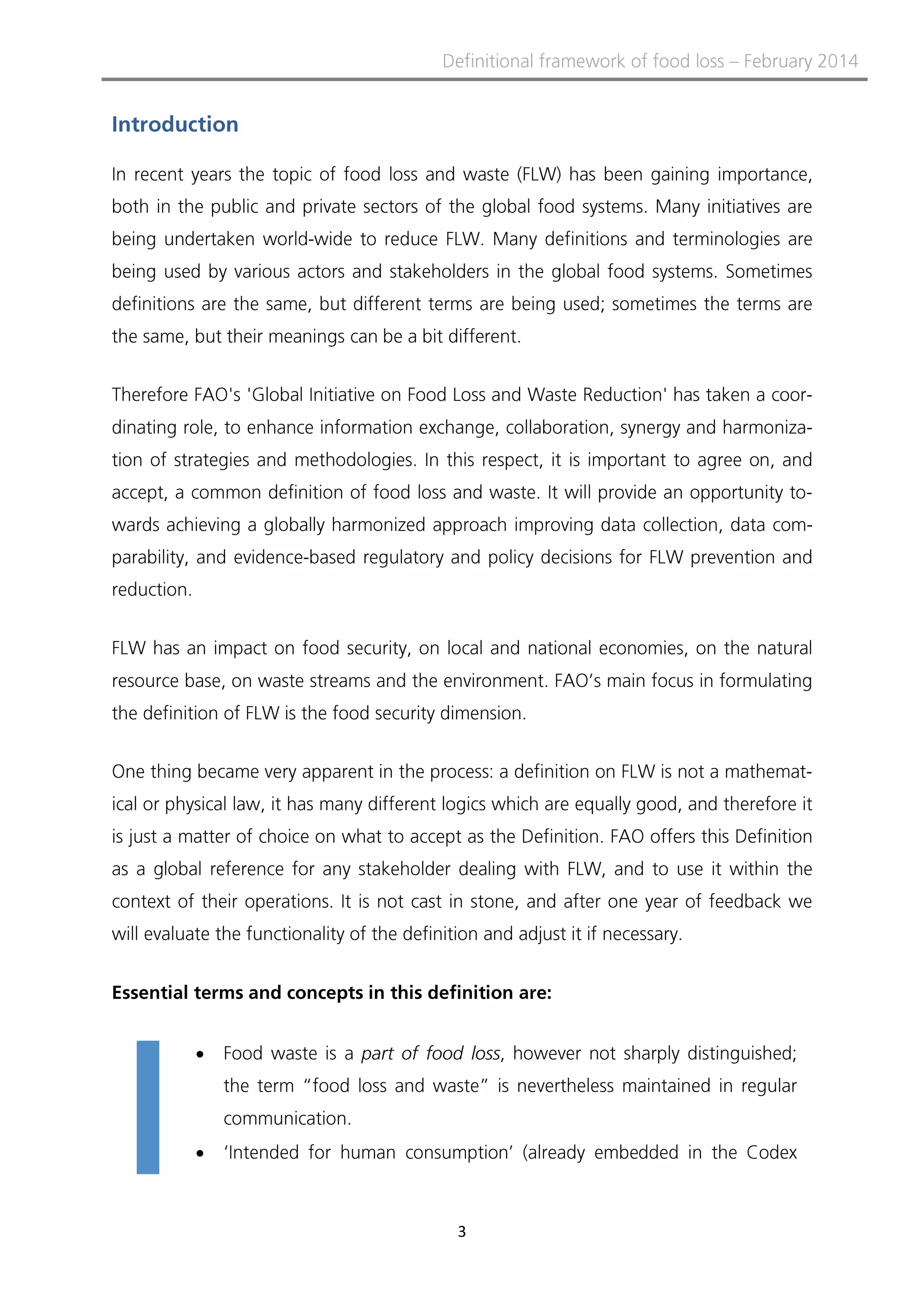 Definitional framework of food loss | PDF