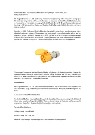 Adaptability Socket Optimizing Industrial Efficiency with Surface Mounted Socket from Nante ...