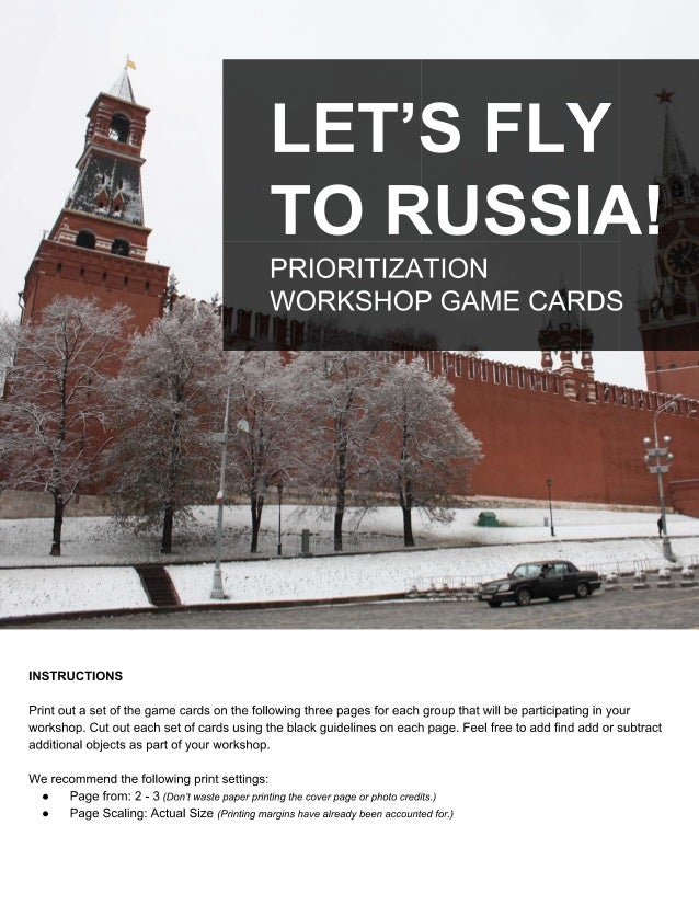 Let's Fly to Russia Game Cards