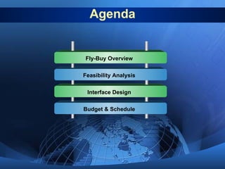 Agenda Fly-Buy Overview Feasibility Analysis Interface Design Budget & Schedule 