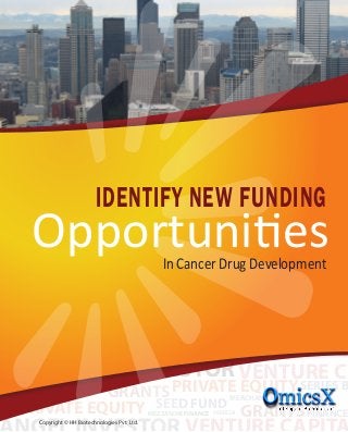 PRIVATE EQUITY
VENTURE CA
SEED FUND
GRANTSSERIES A
IPOMERCHANT BANKERGRANTS
MEZZANINE FINANCEPRIVATE EQUITY
INVESTOR
FINANCE
SERIES B
Opportunities
IDENTIFY NEW FUNDING
In Cancer Drug Development
Copyright © HH Biotechnologies Pvt. Ltd.
 