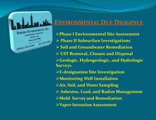 Environmental Due Diligence ,[object Object]