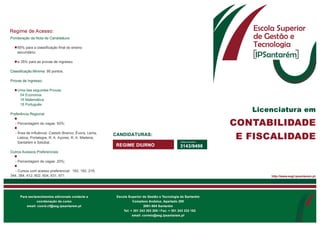 Flyer Licenciatura em Contabilidade e Fiscalidade ESGTS 2013