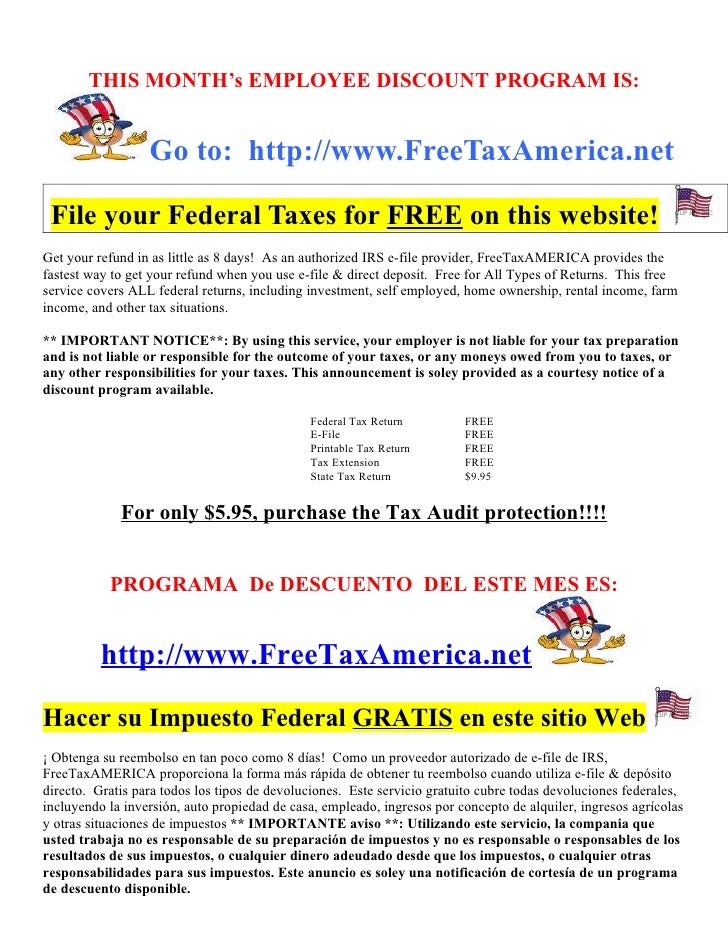 Employee Benefit Flyer Tax Filing Discount Eng & Spanish