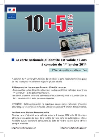 Validité Carte Nationale d'Identité