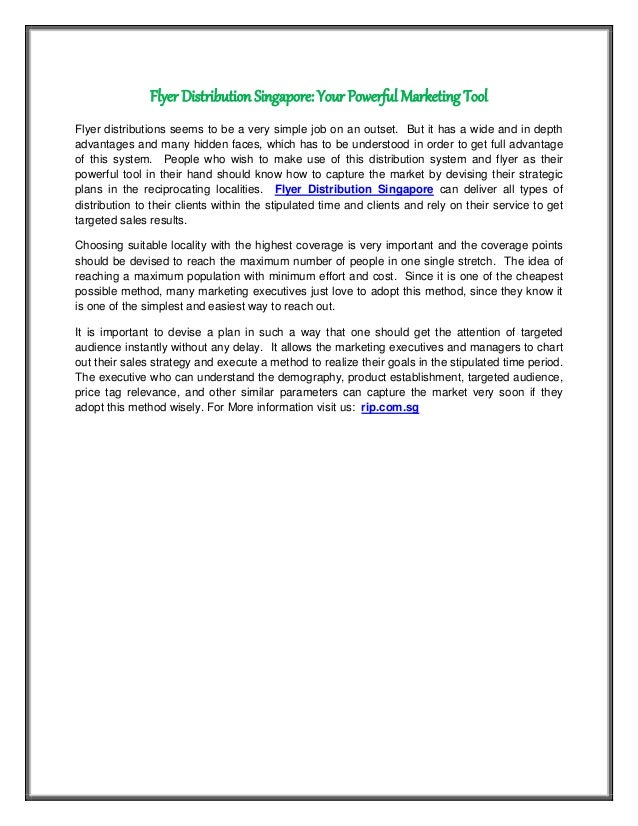 Flyer Distribution Singapore Your Powerful Marketing Tool