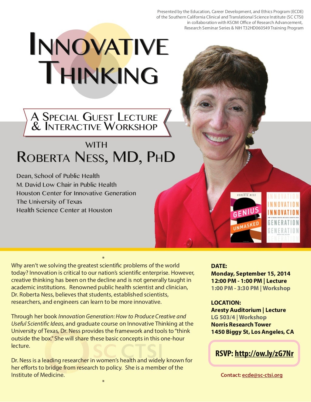 Flyer Innovative Thinking A Special Guest Lecture & Interactive with Dr. Roberta
