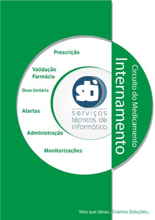 Prescrição

Alertas

Administração
Monitorizações

Circuito do Medicamento

Dose Unitária

Internamento

Validação
Farmácia

Mais que ideias... Criamos Soluções...

 