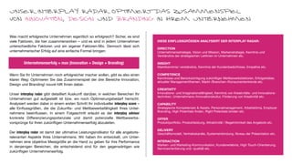 UNSER INTERPLAY RADAR OPTIMIERT DAS ZUSAMMENSPIEL
VON INNOVATION, DESIGN UND BRANDING IN IHREM UNTERNEHMEN

Was macht erfolgreiche Unternehmen eigentlich so erfolgreich? Sicher, es sind
viele Faktoren, die hier zusammenwirken – und es sind in jedem Unternehmen            DIESE EINFLUSSGRÖSSEN ANALYSIERT DER INTERPLAY RADAR:
unterschiedliche Faktoren und ein eigener Faktoren-Mix. Dennoch lässt sich
                                                                                      DIRECTION
unternehmerischer Erfolg auf eine einfache Formel bringen:                            Unternehmensstrategie, Vision und Mission, Markenstrategie, Kenntnis und
                                                                                      Verständnis der strategischen Leitlinien im Unternehmen etc.

         Unternehmenserfolg = max (Innovation + Design + Branding)                    INSIGHT
                                                                                      Marktkenntnis/-verständnis, Kenntnis der Kundenbedürfnisse, Empathie etc.

Wenn Sie Ihr Unternehmen noch erfolgreicher macher wollen, gibt es also einen         COMPETENCE
                                                                                      Kenntnisse und Berücksichtigung zukünftiger Wettbewerbsfaktoren, Erfolgstreiber,
klaren Weg: Optimieren Sie das Zusammenspiel der drei Bereiche Innovation,
                                                                                      aktueller Managementthemen, Markt-/Branchen-/Konsumententrends etc.
Design und Branding! nouvé hilft Ihnen dabei.
                                                                                      CREATIVITY
Unser interplay radar gibt detailliert Auskunft darüber, in welchen Bereichen Ihr     Innovations- und Imaginationsfähigkeit, Kenntnis von Kreativitäts- und Innovations-
                                                                                      techniken, Unternehmens-/Innovationskultur, Förderung von Kreativität etc.
Unternehmen gut aufgestellt ist bzw. wo noch Optimierungsbedarf herrscht.
Analysiert werden dabei in einem ersten Schritt Ihr individueller interplay score –   CAPABILITY
alle Einﬂussgrößen, die die Zukunfts- und Wettbewerbsfähigkeit Ihres Unter-           Strategische Kompetenzen & Assets, Personalmanagement, Arbeitsklima, Employer
                                                                                      Branding, High Potentials ﬁnden, Right Potentials binden etc.
nehmens beeinﬂussen. In einem Folgeschritt erlaubt es der interplay advisor
konkrete Differenzierungspotenziale und damit potenzielle Wettbewerbs-                OFFER
vorsprünge für Ihren zukünftigen Unternehmenserfolg abzuleiten.                       Produktportfolio, Produktleistung, Attraktivität / Begehrlichkeit des Angebots etc.

                                                                                      DELIVERY
Der interplay radar ist damit der ultimative Leistungsindikator für alle angebots-    Geschäftsmodell, Vertriebskanäle, Systemeinbindung, Niveau der Präsentation etc.
relevanten Aspekte Ihres Unternehmens. Wir haben ihn entwickelt, um Unter-
nehmen eine objektive Messgröße an die Hand zu geben für ihre Performance             INTERACTION
                                                                                      Marken- und Marketing-Kommunikation, Kundenerlebnis, High Touch-Orientierung,
in denjenigen Bereichen, die entscheidend sind für den gegenwärtigen wie              Serviceorientierung und -qualität etc.
zukünftigen Unternehmenserfolg.
 