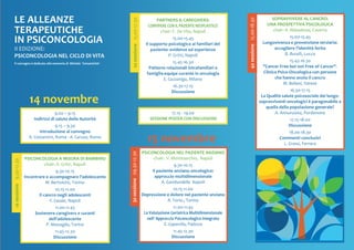 2a sessione 15.00-17.30 15 novembre 
PARTNERS & CAREGIVERS: 
CONVIVERE CON IL PAZIENTE NEOPLASTICO 
chair: F. De Vita, Nap...