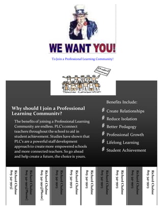 805-341-9913
RichardChalme
805-341-9913]
RichardChalme
805-341-9913[Phone]
RichardChalme
Why should I join a Professional
Learning Community?
The benefits of joining a Professional Learning
Community are endless. PLC’s connect
teachers throughout the school to aid in
student achievement. Studies have shown that
PLC’s are a powerful staff development
approach to create more empowered schools
and more connected teachers. So go ahead
and help create a future, the choice is yours.
Do you want to become a better-informed and
committed teacher? Do you want to play a
role in creating the culture of your school? Do
you want to strengthen thelearning
ecosystem?If you answe
Create Relationships
Reduce Isolation
Better Pedagogy
Professional Growth
Lifelong Learning
Student Achievement
RichardChalme
805-341-9913
RichardChalme
805-341-9913
RichardChalme
805-341-9913
RichardChalme
805-341-9913
RichardChalme
805-341-9913
RichardChalme
805-341-9913
RichardChalme
805-341-9913[Phone]
To Join a Professional Learning Community!
Benefits Include:
 