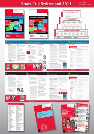 Study-Trip Switzerland 2011                                                                                                                                                                                                                                                                                                                                                                                                                                                                                                  St. Galler
                                                                                                                                                                                                                                                                                                                                                                                                                                                                                                                                                                                                                                                                                                                                                                                                                                                                                              St. Galler  
                                                                                                                                                                                                                                                                                                                                                                                                                                                                                                                                                                                                                                                                                                                                                                                                                                                                                              Business School
                                                                                                                                                                                                                                                                                                                                                                                                                                                                                                                                                                                                                                                                                                                                                                                                                                                                                              Business School

                                                                                                                                                                                                                                                                                                                                                                                                                                                                                                                                                                                                                                                                                                                                          SGBS Ausbildungs-Pyramide
                                                                                                                                                                                                                                                                                                                                                                                                                                                                                                                                                                                                                                                                                                                                                            Akademische MBA Programme




                                                                                                                                                                                                                                                                                                                                                                                                                                                                                                                                                                                                                                                                                                                         24 - 36 Monate
                                                                                                                                                                                                                                                                                                                                                                                                                                                                                                                                                                                                                                                                                                                                                                  Master	of	Business	                                                International	
                                                                                                                                                                                                                                                                                                                                                                                                                                                                                                                                                                                                                                                                                                                                                              Administration	(MBA)	–	in	                                            Executive	MBA
                                                                                                                                                                                                                                                                                                                                                                                                                                                                                                                                                                                                                                                                                                                                                               Integrated	Management

                                                                                                                                                                                                                                                                                                                                                                                                                                                                                                                                                                                                                                                                                                                                                        Master- & General Management




                                                                                                                                                                                                                                                                                                                                                                                                                                                                                                                                                                                                                                                                                                    12 - 24 Monate
                                                                                                                                                                                                                                                                                                                                                                                                                                                                                                                                                                                                                                                                                                                                                              Studienprogramme

                                                                                                                                                                                                                                                                                                                                                                                                                                                                                                                                                                                                                                                                                                                         SGBS	Master	                                              Dipl.	               General	                                                                   SGBS	Master	of	
                                                                                                                                                                                                                                                                                                                                                                                                                                                                                                                                                                                                                                                                                                                        of	Management	                                    Betriebswirtschafter/in	 Management	Diplom	                                                             Entrepreneurship	
                                                                                                                                                                                                                                                                                                                                                                                                                                                                                                                                                                                                                                                                                                                           St.	Gallen®                                            SGBS®                 SGBS®                                                                        St.	Gallen®

                                                                                                                                                                                                                                                                                                                                                                                                                                                                                                                                                                                                                                                                                                                       Fach- & Spezialisten-Diplom-Studienprogramme




                                                                                                                                                                                                                                                                                                                                                                                                                                                                                                                                                                                                                                                                                6 - 12 Monate
                                                                                                                                                                                                                                                                                                                                                                                                                                                                                                                                                                                                                                                                                                                           Dipl.	                             Dipl.	                      Dipl.	                       Leadership-	&	                                Dipl.	                          Dipl.	
                                                                                                                                                                                                                                                                                                                                                                                                                                                                                                                                                                                                                                                                                                                       Marketing-                         Verkaufslei-               Finanzleiter/                         HRM-                                   Controller/in	                  Consultant	
                                                                                                                                                                                                                                                                                                                                                                                                                                                                                                                                                                                                                                                                                                                     leiter/in	SGBS®                     ter/in	SGBS®                  in	SGBS®                        Diplom	SGBS®                                 SGBS®                           SGBS®

                                                                                                                                                                                                                                                                                                                                                                                                                                                                                                                                                                                                                                                                                                                                                 Management-Zertiﬁkats-Programme




                                                                                                                                                                                                                                                                                                                                                                                                                                                                                                                                                                                                                                                             3 - 12 Monate
                                                                                                                                                                                                                                                                                                                                                                                                                                                                                                                                                                                                                                                                                 SGBS	                               SGBS	                               SGBS	                        SGBS	                                SGSB	                                     SGBS	                               SGBS	                           SGBS	
                                                                                                                                                                                                                                                                                                                                                                                                                                                                                                                                                                                                                                                                             International	                         Junior	                          Marketing	&	                    Finanz-                             Produkt-                                  Projekt-                          Leadership-                      Entrepre-
                                                                                                                                                                                                                                                                                                                                                                                                                                                                                                                                                                                                                                                                                Senior	                          Management	                          Vertriebs-                  management-                          management-                               management-                           Zertiﬁ	kat	                    neurship-
                                                                                                                                                                                                                                                                                                                                                                                                                                                                                                                                                                                                                                                                             Management	                           Zertiﬁ	kat                          Zertiﬁ	kat	                  Zertiﬁ	kat	                          Zertiﬁ	kat	                               Zertiﬁ	kat	                        St.	Gallen®                      Zertiﬁ	kat	
                                                                                                                                                                                                                                                                                                                                                                                                                                                                                                                                                                                                                                                                              Zertiﬁ
                                                                                                                                                                                                                                                                                                                                                                                                                                                                                                                                                                                                                                                                                   	kat®                          St.	Gallen®                         St.	Gallen®                  St.	Gallen®                          St.	Gallen®                               St.	Gallen®                                                         St.	Gallen®

                                                                                                                                                                                                                                                                                                                                                                                                                                                                                                                                                                                                                                                                                                                                                                                                                                                                                                                 Diplom-, Projekt-,
                                                                                                                                                                                                                                                                                                                                                                                                                                                                                                                                                                                                                                                                                    Seminare                                                          Fernstudienmodule                                                                        Kolloquien
                                                                                                                                                                                                                                                                                                                                                                                                                                                                                                                                                                                                                                                                                                                                                                                                                                                                                                                  Master-Arbeiten




                                  Master of Business Administration (MBA)                                                                                                                                                                                                                                                                                                                                                                                                                                                                                                                                               Master of Business Administration (MBA)
                                  in Integrated Management                                                                                                                                                                                                                                                                                                                                                                                                               Wissenschaft. Praxis. Persönlichkeitsbildung.                                                                                                  in Integrated Management                                                                                                                                                            Berufsbegleitend. Ganzheitlich. Praktisch. Bodenständig.

                                  Konzeption                                                                                                                                                                                                                                     Topics                                                                                                                                                                                                                                                     Termine Studienbeginn                                                       Zielgruppe                                                              Etappenweise Studieren                                                                        Zeitliche Dimension
                                  Die Ausbildung zum «Master of Business Administra-                                                                                                                                                                                                 Anhand konkreter Fälle werden auf der Basis des Integ-                                                                                                                               3 - 4 Kolloquien                                                   2011                                                                       Zugelassen sind Kandidaten/innen mit einem post-                        Interessenten, welche sich erst zu einem späteren
                                  tion (MBA) in Integrated Management» ist ein 2 Jahre                                                                                                                                                                                               rierten St. Galler Management-Ansatzes und der                                                                                                                                                                                                                                                                                     sekundären Bildungsabschluss oder gleichwertigen                        Zeitpunkt deﬁnitiv für die Teilnahme am Studiengang
                                                                                                                                                                                                                                                                                                                                                                                                                                                                          Vertiefung des Lernstoffes durch gesteuertes Lehrge-               Studien-Einstieg 3. Quartal                                                                                                                                                                                                                                                                                                                             Studienstart jeweils quartalsweise möglich
                                  dauerndes, intensives anspruchsvolles Programm                                                                                                                                                                                                     systemorientierten Managementlehre die zentralen
                                                                                                                                                                                                                                                                                                                                                                                                                                                                          spräch, Erfahrungs- und Wissensaustausch, Plenums-
                                                                                                                                                                                                                                                                                                                                                                                                                                                                                                                                                                                                                        Qualiﬁkationen aufgrund Praxiserfahrung bzw. einem                      entscheiden wollen, ist auch ein etappenweises Vorge-                                            Master of Business Administration
                                  für Führungskräfte, Nachwuchsführungskräfte und                                                                                                                                                                                                    Themen der Unternehmensführung erläutert und                                                                                                                                                                                                                        Studienbeginn: 11. Juli 2011                                   Innehaben einer Position, in welcher üblicherweise ein                  hen zur Erbringung der Studienleistung offen – bedingt                                           (MBA) – in Integrated Management                                                                       Beispiel: Studienbeginn 10. Oktober 2011
                                                                                                                                                                                                                                                                                                                                                                                                                                                                          diskussionen und Modelle zur konkreten Umsetzung
                                  Fachspezialisten, die sich für eine gehobenere Manage-                                                                                                                                                                                             trainiert:                                                                                                                                                                                                                                                                                                                         akademischer Bildungsabschluss vorausgesetzt wird.                      durch die Upgrade-Möglichkeit sämtlicher Zertiﬁkate
                                                                                                                                                                                                                                                                                                                                                                                                                                                                          jeweils Freitag und Samstag in St. Gallen.                         Studien-Einstieg 4. Quartal
                                  mentaufgabe qualiﬁzieren bzw. ihr bestehendes Ma-                                                                                                                                                                                                                                                                                                                                                                                                                                                                                                                                                                                                             und Diplomstudiengänge der St. Galler Business School.                                            Voraussetzung: Allgemeiner Bildungsnachweis & Praxis, bestehende SGBS-Diplome und Seminare werden angerechnet (bis zu max.
                                  nagementwissen umfassend vervollständigen, kritisch                                                                                                                                                                                                       St. Galler Führungsmodell                                                                                                                                                                                                                                    Studienbeginn: 10. Oktober 2011                                Der berufsbegleitende vornehmlich in deutsch ge-                        Sie haben die Möglichkeit, in einem ersten Schritt und                                                           60 ECTS-Punkte). Insgesamt sind 120 ECTS-Punkte zu erbringen.
                                  hinterfragen und vertiefen wollen.                                                                                                                                                                                                                        Marketing Management                                                                                                                                                                                                                                                                                                        haltene akademische Studiengang (4 Semester, 120                        im Sinne eines Grundstudiums die Ausbildung «Dipl.
                                                                                                                                                                                                                                                                                                                                                                                                                                                                          Berufsbegleitendes Fernstudium                                     2012                                                                                                                                                                                                                                                 Beginn Oktober 2011                                       Mt 9/10 Mt 11/12 Mt 1/2     Mt 3/4 Mt 5/6 Mt 7/8 Mt 9/10 Mt 11/12 Mt 1/2         Mt 3/4 Mt 5/6 Mt 7/8
                                                                                                                                                                                                                                                                                                                                                                                                                                                                                                                                                                                                                        ECTS-Punkte) richtet sich an leistungsorientierte Füh-                  Betriebswirtschafter/in SGBS» zu absolvieren und darauf
                                                                                                                                                                                                                                                                                            Struktur- und Prozessmanagement                                                                                                                                                                                                                                                                                                                                                                                                                                                                       (Beispiel)                                                Sept/Okt Nov/Dez Jan/Feb    Mär/Apr Mai/Juni Juli/Aug Sept/Okt Nov/Dez Jan/Feb   Mär/Apr Mai/Juni Juli/Aug
                                  Ein maximaler Qualitätsanspruch hinsichtlich akade-                                                                                                                                                                                                                                                                                                                                                                                     Die Teilnehmer/innen erhalten 9 sehr bewährte Fernstu-             Studien-Einstieg 1. Quartal                                                rungskräfte, Spezialisten und Praktiker, die sich eine                  aufbauend die weiteren notwendigen Studienleistungen                                                                                                          2011    2011    2012       2012    2012     2012     2012     2012    2013      2013    2013     2013
                                  mischem Niveau und Praxisrelevanz der vermittelten                                                                                                                                                                                                        Leadership                                                                                                                                                                                                                                                                                                                  umfangreiche, fachübergreifende, praxis- und ma-
                                                                                                                                                                                                                                                                                                                                                                                                                                                                          dienmodule zum konzentrierten Erarbeiten des State-                            Studienbeginn: 9. Januar 2012                                                                                                          zum «Master of Business Administration (MBA) – in In-                                             Seminare
                                  Inhalte bildet die Leitschnur für dieses universitäre                                                                                                                                                                                                     Persönliche Führungskompetenz                                                                                                                                                                 of-the-Art-Managementwissens, ange-                                                                                           nagementorientierte integrative Betriebswirtschafts-                    tegrated Management» zu erbringen, wobei Ihnen 50%                                                       Strategische
                                                                                                                                                                                                                                                                                                                                                                                                                                                                                                                                                                                                                                                                                                                                                                                                                                               4 Tage
                                  Programm, welches berufsbegleitend absolviert werden                                                                                                                                                                                                      Finanzmanagement                                                                                                                                                                              reichert mit Praxisbeispielen, aktuellen           Studien-Einstieg 2. Quartal                                                ausbildung aneignen wollen, um                                          an die Gesamtstudienleistung angerechnet werden.                                                         Unternehmensführung
                                  kann. Dabei steht nicht nur die inhaltliche Vermittlung                                                                                                                                                                                                   Controlling u.v.m.                                                                                                                                                                            Übungsfällen sowie Check-Fragen. Im                                                                                                                                                                                                                                                                            Struktur- & Prozessmanagement 4 Tage
                                                                                                                                                                                                                                                                                                                                                                                                                                                                                                                                                         Studienbeginn: 9. April 2012                                        den Voraussetzungen für die Ausübung an-                           Auch ein «Studienstart» durch Besuch einzelner Semi-
                                  des heutzutage unumgänglichen BWL- und Manage-                                                                                                                                                                                                                                                                                                                                                                                                          Anschluss an ein Fernstudienmodul ist                                                                                                                                                                                                                                                                          Marketing Management* (2 Teile) 8 Tage
                                  mentwissens im Vordergrund, sondern genauso das                                                                                                                                                                                                                                                                                                                                                                                                                                                                                                                                            spruchsvoller unternehmerischer Aufgaben ge-                       nare ist möglich – dies aufgrund der Anrechenbarkeit
                                                                                                                                                                                                                                                                                                                                                                                                                                                                                          eine Prüfungsfallstudie zu lösen. Diese            Studien-Einstieg 3. Quartal
                                  Training sozial-kommunikativer Kompetenzen, welche                                                                                                                                                                                                 Mittels ca. 20 Seminaren und Kolloquien zu jeweils                                                                                                                                                                                                                                                                                      recht zu werden und den Unternehmenserfolg                         vieler Seminare der St. Galler Business School an dieses                                                 St. Galler Finanzlehrgang* (2 Teile) 8 Tage
                                                                                                                                                                                                                                                                                                                                                                                                                                                                                          erhalten Sie korrigiert mit entsprechen-                       Studienbeginn: 9. Juli 2012                                         durch fachliche Flexibilität abzusichern
                                  Wissen erst zu Resultaten werden lassen.                                                                                                                                                                                                           2-5 Tagen, Selbststudium, Projektarbeit und Master                                                                                                                                                                                                                                                                                                                                                         MBA Programm (bis zu max. 60 ECTS-Punkte, 50 % der                                                       Change Management & HRM
                                                                                                                                                                                                                                                                                                                                                                                                                                                                                          der Note zurück. An den Seminaren                                                                                                                                                                                                                                                                                                                    7 Tage
                                                                                                                                                                                                                                                                                     Thesis werden die Gesetzmässigkeiten dieser Themen                                                                                                                                                                                                                                                                                      Kernpotenziale zu entwickeln, aus denen sich                       Studienleistung).                                                                                        (2 Teile)
                                                                                                                                                                                                                                                                                                                                                                                                                                                                                          werden weitere umfassende Unterla-
                                  Die Devise für dieses Programm heisst gleichzeitig                                                                                                                                                                                                 im Verlauf der Ausbildung vermittelt und trainiert.                                                                                                                                                                                                     MBA-Studien-/Teilnahmegebühr:                                                   neue Geschäftsmöglichkeiten ergeben und mit                                                                                                                                 Leadership & Rhetorik (3 Teile)       11 Tage
                                                                                                                                                                                                                                                                                                                                                                                                                                                                                          gen ausgeteilt, welche zur intensiven
                                  «nicht abgehoben akademisch, sondern bodenständig                                                                                                                                                                                                                                                                                                                                                                                                                                                          CHF 39 900.– / € 28 500.–*                                                      Zahlen souverän so zu steuern, dass ein Unter-                                                                                                                              Unternehmensplanspiel                 3 Tage
                                                                                                                                                                                                                                                                                                                                                                                                                                                                          Nachbearbeitung bzw. zur Vorbereitung auf nächste                                                                                                                                                                     Prüfungen
                                  und ganzheitlich zupackend für alles, was letztlich den
                                  Erfolg eines Unternehmens ausmacht: Zufriedene Kun-                                                                                                                                                                                                Intensiv-Ausbildungsmethodik                                                                                                                                                         Seminarblöcke dienen.                                              * abhängig vom aktuellen Tageskurs,
                                                                                                                                                                                                                                                                                                                                                                                                                                                                                                                                               Rechnungsstellung in € möglich.
                                                                                                                                                                                                                                                                                                                                                                                                                                                                                                                                                                                                                             nehmen nachhaltig erfolgreich ist
                                                                                                                                                                                                                                                                                                                                                                                                                                                                                                                                                                                                                             souveräne Führungskompetenzen und soziale                          Die Teilnehmer/innen haben schriftliche Teil-Prüfungen
                                                                                                                                                                                                                                                                                                                                                                                                                                                                                                                                                                                                                                                                                                                                                                                                         Case Study Trip                       3 Tage

                                                                                                                                                                                                                                                                                                                                                                                                                                                                                                                                                                                                                                                                                                                                                                                                         Studienaufenthalt London              5 Tage
                                  den. Danach wählen wir unsere Teilnehmer/innen aus,                                                                                                                                                                                                                                                                                                                                                                                                                                                                                                                                        Qualiﬁkationen weiter zu entwickeln und so das                     sowie eine kommissionelle mündliche Schlussprüfung
                                  danach werden uns unsere Kunden auch messen.                                                                                                                                                                                                       Präsenz-Seminare                                                                                                                                                                                                                                                                                                                                                                                           zu absolvieren. Darüber hinaus ist sowohl eine schrift-
                                                                                                                                                                                                                                                                                                                                                                                                                                                                          Master Thesis und Projektarbeit                                                                                                                    persönliche, eigene Führungs- und Persönlich-                                                                                                                        Fernstudienmodule* / Selbststudium
                                                                                                                                                                                                                                                                                     Kompakte, intensive Wissensvermittlung durch quali-                                                                                                                                                                                                                                                                                     keitsrepertoire zu optimieren                                      liche Seminararbeit als auch eine Master Thesis zu ver-
                                  Der akademische Studiengang «Master of Business Ad-                                                                                                                                                                                                                                                                                                                                                                                     Die Anwendung des erworbenen Wissens steht im                                                                                                                                                                                                                                                                              1 Allgemeines Management
                                                                                                                                                                                                                                                                                     ﬁzierte, praxiserfahrene Referenten mit Lernvertiefung                                                                                                                                                                                                                                                                                                                                                     fassen, zu präsentieren und in einer Defensio fachlich
                                  ministration (MBA) – in Integrated Management» wird                                                                                                                                                                                                                                                                                                                                                                                     Vordergrund: Zum einen ist eine Diplomarbeit (Master                                                                                               schwierige Entscheidungssituationen in komple-
                                                                                                                                                                                                                                                                                     und Praxistransfer anhand realer Case Studies, prak-                                                                                                                                                                                                                                                                                                                                                       zu verteidigen.                                                                                      2 Strategisches Management
                                  von der Alpen-Adria-Universität Klagenfurt in Zusam-                                                                                                                                                                                                                                                                                                                                                                                    Thesis) zu verfassen, zum andern, basierend auf einer                                                                                              xen Situationen zu trainieren
                                                                                                                                                                                                                                                                                     tischen Beispielen und Aufgabenstellungen. Mittels                                                                                                                                                                                                                                                                                                                                                                                                                                                                  Struktur- und
                                  menarbeit und Kooperation mit der St. Galler Business                                                                                                                                                                                                                                                                                                                                                                                   praxisbezogenen Problemstellung, ein konkretes Fir-                                                                                                fundiertes Wissen über Gestaltung, Entwicklung                                                                                                                          3
                                                                                                                                                                                                                                                                                     erprobter Arbeitsinstrumente, Computermodelle und                                                                                                                                                                                                                                              Christian Muntwiler,                                                                                                                                                                                                 Prozessmanagement
                                  School angeboten.                                                                                                                                                                                                                                                                                                                                                                                                                       menprojekt zu bearbeiten.                                                                                                                          und Veränderung von Unternehmen in Richtung
                                                                                                                                                                                                                                                                                     Simulationen werden die in allen Unternehmen vor-                                                                                                                                                                                                                                              lic. oec. HSG                                                                                               Networking                                                                                           4 Marketing Management
                                                                                                                                                                                                                                                                                     kommenden wichtigsten Problemstellungen ganzheit-                                                                                                                                                                                                            Gerne stehen Ihnen die Stu-                                                Business Excellence und moderner Organisations-
                                                                                                                                                                                                                                                                                                                                                                                                                                                                                                                                                                                    Studienleitung                                                                                                                                                                                                   5 Verkaufserfolg
                                                                                                                                                                                                                                                                                                                                                                                                                                                                                                                                                  dienleitung und die Studien-                                               konzepte zu erlangen                                               Im Rahmen der Teilnahme an den Seminarblöcken wer-
                                                                           UPGRADES
                                                                                                                                                                                                                                                                                     lich analysiert, präsentiert sowie Entscheidungen unter                                                                                                                              Diplom – Feedbacktag                                                        betreuung für detaillierte                                                                                                                den Sie eine Vielzahl von Studienteilnehmern kennen                                                  6 Financial Basics
                                                                           YOUR                                                                                                                                                                                                      Zeitdruck simuliert und umgesetzt.                                                                                                                                                                                                                                                                                                      die eigene Effektivität und Efﬁzienz im operativen
                                                                           PERSPECTIVE.                                                                                                                                                                                                                                                                                                                                                                                   Im Rahmen des Studiums kann nach 12 Monaten eine                           Informationen und Fragen                                                                                                                   lernen. So haben Sie die Möglichkeit, ein sehr grosses,                                              7 Controlling
                                                                                                                                                                                                                                                                                                                                                                                                                                                                                                                                                                                                                             Tagesgeschäft zu optimieren und die wirklich
                                                                                                                                                                                                                                                                                                                                                                                                                                                                          schriftliche Prüfung abgelegt werden. Diese dient als                   zur Zulassung zu den einzel-                                                                                                                  branchenübergreifendes Netzwerk aufzubauen.
                                                                                                                                                                                                                                                                                                                                                                                                                                                                                                                                                                                                                             wichtigen Dinge selbst und mit Hilfe anderer an-                                                                                                                        8 Effektive Mitarbeiterführung
                                                                                                                                                                                                                                                                                                                                                                                                                                                                          Zwischenbeurteilung und gibt Feedback zum Wissens-                         nen Diplomstudiengängen
                                                                                                                                                                                                                                                                                                                                                                                                                                                                                                                                                                                                                             packen zu können.                                                                                                                                                       9 Sich selbst managen
                                                                                                                                                                                                                                                                                                                                                                                                                                                                          stand. Nach 2 Jahren ist die Master Thesis im Rahmen                      telefonisch oder persönlich
                                                                                                                                                                                                                                                                                                                                                                                                                                                                          der Abschlussprüfung zu verteidigen.                                                  zur Verfügung.                                                                                                                                                                                                                           * u.a. im Rahmen der Ausbildung zum «Dipl. Betriebswirtschafter/in SGBS».



    Wissenschaft               Betriebliche Praxis
   Meilensteine eines Integrierten Managements                                                                                                                                                                                                                                                                                                        Persönlichkeit
                                                                                                                                                                                                                                                                                                                                                                                                                                                                                                                                                                                                                        Wissenschaftliche Grundlage                                                                                                                                               Kolloquien, jeweils Fr. / Sa. (3 x 2 Tage)

                                                                                                                                                                                                                                                                                                                                                                                                                                                                 Wissenschaftliche Leitung:                                                                                         Dr. Alexander Sitter                Das MBA-Programm steht unter der wissenschaftlichen Gesamtleitung                                                                                                         Management Kongresse
                                                                                                                                                                                                                                                                                                                                                                                                                                                                                                                                                                                    Studienleitung
                                                                               Strategic key issues                                                                                                                                                                     Integration project architecture

                                                                                                                                                             Implementation                                                                                                                             2nd order                                                                                                                                                                                                                                                                                                       von Prof. Dr. Robert Neumann und Dr. Christian Abegglen, Geschäftsführender                                                                                               Master Thesis
                                                                                                                                                                                                                                                                                                                                                                                                                                                                 Der Studiengang steht
                                                                            Vision                                                                                                                                                                                     Change team                      learning    groups
                                                                                                                                                               Key projects

                                                                            Strategy                                                                           1
                                                                                                                                                                                                                                                                                                        Sounding                                                                                                                                                                                                                                                                                                        Direktor der St. Galler Business School, und basiert auf dem Werk St. Galler «Kon-                                                                                        Feedback – Zwischenprüfung
                                                                                                                                                                                                                                                                                                                                                                                                                                                                 unter der wissenschaftlichen
                                                                                                                                                               2
                                                                                                                                                                                                                                                                                                        boards

                                                                                                                                                                                                                                                                                                                                                                                                                                                                                                                                                                                                                        zept Integriertes Management», welches von unserem ehemaligen Vorsitzenden                                                                                                25. August 2012
Integriertes Management




                                                                                                                                                               3
                                                                      CA    Key initiatives
                                                                                                                                                               4
                                                                       F                                                                                       5                                                                                                                                        Knowledge


                                                                                                                                                                                                                                                                                                                                                                                                                                                                 Leitung von:
                                                                 B                                                                                             6                   St. Galler Business School
                                                                                                                                                                                                                                                                                                        management

                                                                                                                                                                                                                                                                                                                                                                                                                                                                                                                                                                                                                        des Beirates der St. Galler Business School, Herrn Prof. (emer.) Dr. Dres. h.c. Knut
                                                                                                                                                                                  DIPLOMAUSBILDUNGEN FÜR MANAGER/INNEN


                                                                                                                                                               7                                   2 011
                                                                                                                                                               8
                                                                                                                                                                                                                                                                                                                                                                                                                                                                                                                                                                                                                                                                                                                                                                                                  Defensio 24. August 2013
                                                                                                              20
                                                                                                                   Wundern Sie sich nicht, wenn sich
                                                                                                              19
                                                                                                                   Ihre Strategien und Konzepte nicht




                                                                                                                                                                                                                                                                                                        Culture
                                                                                              Rote Zone       18   realisieren lassen. Sie werden im
                                                                                                                   Schrank verstauben
                                                                                                              17




                                                                     Change scale
                                                                                                              16



                                                                                              Warnzone
                                                                                                              15
                                                                                                                   Bei Ihnen lässt sich noch etwas
                                                                                                                                                                                                  General Management-
                                                                                                                                                               9
                                                                                                              14   bewegen - aber nur sehr zäh!



                                                                                                                                                                                                  Diplom SGBS®
                                                                                                              13




                                                                                                                                                                                                                                                                                                        development
                                                                                                              12

                                                                                                              11




                                                                     and barometer
                                                                                                              10
                                                                                                                   Ihr Mut zur Lücke ist akzeptabel.
                                                                                              Normalbereich    9   Beseitigen Sie nur die wichtigsten




                                                                                                                                                                                                                                                                                                                                                                                                                                                                                                                                                                                                                        Bleicher – auf der Grundlage der Werke von Prof. Dr. Dres. h.c. Hans Ulrich –
                                                                                                                   Implementierungs-Barrieren
                                                                                                               8




                                                                                                                                                                                                                                                                                                        platforms
                                                                                                               7




                                                                                              Unterdruck
                                                                                                              6

                                                                                                              5
                                                                                                                   Haben Sie keine Implementierungs-
                                                                                                                   barrieren oder sehen Sie keine?
                                                                                                                   Sie sind besser, als es die Komplexität
                                                                                                                                                                          Nächste Studienbeginne:
                                                                                                              4    der Unternehmensführung erlaubt.

                                                                                                                                                                            10. Januar 2011
                                                                                                                                                                               11. April 2011




                                                                                                                                                                                                                                                                                                                                                                                                                                                                                                                                                                                                                                                                                                                                                                                                  Diplomfeier 27. September 2013
                                                                                                                                                                                  11. Juli 2011
                                                                                                                                                                                     10. Oktober 2011


                                                                                                                                                                                                  Die Diplomlehrgänge der St. Galler Business School




                                                                            Activities and initiatives                                                                                            – Anspruchsvolle und praxisnahe Aus- & Weiterbildung


                                                                                                                                                                                                                                                                       Processes, structures, behaviour
                                                                                Knut Bleicher
                                                                                                                                                                                                                                                                                                                                                                                                                                                                                                                                                                                                                        massgeblich geprägt und entwickelt wurde. Dieses St. Galler Management-Kon-
                                                                                                                                                                                                  – Diplomabschluss SGBS
                                                                                                                                                                                                  – Basierend auf dem bewährten St. Galler Management-




                                                                                                                                                                                                                                                                                                                             Knut Bleicher
                                                                                                                                                                                                    Konzept
                                               Band 1: Wandel




                                                                                                                                                                                                  – Unter Wissenschaftlicher Leitung der St.Galler Business School




                                                                                Strukturen und Kulturen
                                                                                                                                                                                      Master Diplome St. Gallen

                                                                                                                                                                                                                                                                                                                             Normatives und Strategisches Management
                                                                                Meilensteine der Entwicklung eines Integrierten Managements                                                                                                                  2              Structures         Leadership                                                                                            3
                                                                                                                                                                                                                                                                                                                                                                                                                                                                                                                                                                                                                        zept ist heute zu einem Standard der modernen Management-Lehre geworden.
                                                                                                                                                                                                                                                                                                                             Meilensteine der Entwicklung eines Integrierten Managements
                                                                       Team development at all levels
                                                                             Herausgegeben von Christian Abegglen                                                                                                                                                                                                            Herausgegeben von Christian Abegglen
                                                                       Supplementary communication measures                                                                                                                                        Processes
                                                                                                                                                                                                                                                                                      MENTAL

                                                                                                                                                                                                                                                                                                                                                                Band 3:
                                                                       ParticipatoryBusiness Books & Tools
                                                                               St. Galler                                                                                                             Wissenschaft



                                                                                                                                                                                                                                                                                                                                                                                                                                                                                                                                                                                                                                                                                                                                                                                                                                                                                                          Beispiel: Diplomfeier 27. September 2013
                                                                                          programmes                                                                                                                                                                                                                         St. Galler Business Books & Tools                    W i s s e n s ch a f t
                                                                                                                                                                                                                                                                                      CHANGE          Communication
                                                                       In uence key implementation items
                                                                                                                                                                                                                                                                     Training

                                              Band 1:                  Process orientation
                                                                       Dynamic project progress measurement                                                                                                                                                                 Band 2:
                                                                                                                                                                                                                                                                                Dramatics           Employee                                                    Normatives &
                                              Management                                                                                                                                                                                                                    Strukturen &                                                                        Strategisches                                                                                                                               Prof. Dr.                        Dr. Christian Abegglen
                                                                                                                                                                                                                                                                                                    behaviour
                                                                                                                                                                                                             Swiridoff
                                                                                                                                                                                                                                                                                                                                                                                    Swiridoff



                                              im Wandel                                                                                                                                                                                                                     Kulturen                                                                                                                                                                                                                        Robert Neumann                                                          Dr. Franziska Schubert
                          Wi
                          Wissen                                A    d
                                                                Anwendung                                                                                                                                                                                                                                                                             Füh     k Management
                                                                                                                                                                                                                                                                                                                                                                   nz t
                                                                                                                                                                                                                                                                                                                                                      Führungskompetenz                                                                                                                                                                      Geschäftsführender Direktor
                                                                                                                                                                                                                                                                                                                                                                                                                                                                                                                                                                                    Studienbetreuung
                                                                                                                                                                                                                                                                                                                                                                                                                                                                                                                                                                                                                                              UPGRADES
                                                                                                                                                                                                                                                                                                                                                                                                                                                                                                                                                                                                                                              YOUR
                                                                                                                                                                                                                                                                                                                                                                                                                                                                                                                                                                                                                                              PERSPECTIVE.
                                                                                                                                                                                                                                                                                                                                                                                                                                                                                                                                                                                                                                                                                                                 St. Galler Business School                                                                                                UPGRADES
                                                                                                                                                                                                                                                                                                                                                                                                                                                                                                                                                                                                                                                                                                                                                                                                                                           YOUR
                                                                                                                                                                                                                                                                                                                                                                                                                                                                                                                                                                                                                                                                                                                                                                                                                                           PERSPECTIVE.
                                                                                                                                                                                                                                                                                                                                                                                                                                                                                                                                                                                                                                                                                                                                                                                                                                                                                                                 St. Galler Business School




                                  International Executive MBA                                                                                                                                                                                                                                                                                                                                                                                                                 Upgrade your perspective.                                                                                                                 International. Ganzheitlich.                                                                                                                                                        International Executive MBA

                                  Konzeption                                                                                                                                                                                                                                         Termine Studienbeginn                                                                                                                                                                    Teilnehmer/innen                                                   Etappenweise Studieren –                                               Internationale                                                          Didaktik                                                                                  Zeitliche Dimension
                                  In diesem exklusiven Programm werden die wesentlichen                                                                                                                                                                                              2011                                                                                                                                                                                     Das berufsbegleitende deutsch-englischsprachige «In-               Upgrade von Seminaren                                                  Studienaufenthalte                                                      Die Vermittlung der Lehrinhalte erfolgt zu grossem Teil
                                                                                                                                                                                                                                                                                                                                                                                                                                                                              ternational Executive MBA» Programm richtet sich an                                                                                                                                                               in englischer Sprache in Form von internationalen Se-
                                                                                                                                                                                                                                                                                                                                                                                                                                                                                                                                                                                                                                                                                                                                                                                                                                                                                                     Studienstart jeweils quartalsweise möglich
                                  Herausforderungen an Executive Manager / Executive
                                                                                                                                                                                                                                                                                     Studien-Einstieg 3. Quartal                                                                                                                                                              obere und oberste Entscheidungsträger, High-Potenti-               Interessenten, welche sich erst zu einem späteren Zeit-                Die Präsenzseminare des Studiengangs werden in ver-                     minaren, Trainings, Workshops, Fernstudienmodulen,
                                                                                                                                                                                                                                                                                                                                                                                                                                                                                                                                                                                                                                                                                                                                                                                                 International Executive MBA                                                                            Beispiel: Studienbeginn 10. Oktober 2011
                                  Managerinnen und alle bedeutenden Themen der Be-
                                  triebswirtschaft umfassend dargestellt und trainiert.                                                                                                                                                                                                          Studienbeginn: 11. Juli 2011                                                                                                                                                 als, Future Leaders und höhere Stabsmitarbeiter/innen,             punkt deﬁnitiv für die Teilnahme am MBA-Programm                       schiedenen Städten in Europa u. a. z. B. in St. Gallen, Lon-            Kolloquien, Fallstudien, Planspiele, moderierten Diskussi-
                                                                                                                                                                                                                                                                                                                                                                                                                                                                              welche sich eine fachübergreifende, management-                    entscheiden wollen, ist auch ein etappenweises Vorge-                  don, Wien, Klagenfurt, Krakau etc. durchgeführt. Ausser-                onsrunden und Managementforen. Die Studierenden ha-                                               Voraussetzung: Hochschulstudium; bestehende SGBS-Diplome und Seminare werden angerechnet (bis zu max. 60 ECTS-Punkte).
                                  Der postgraduale akademische Studiengang «Internatio-                                                                                                                                                                                              Studien-Einstieg 4. Quartal                                                                                                                                                                                                                                                                                                        halb Europas ﬁnden die Seminare u. a. in Boston und
                                                                                                                                                                                                                                                                                                                                                                                                                                                                              orientierte Betriebswirtschaftsausbildung mit dem                  hen zur Erbringung der Studienleistung offen – bedingt                                                                                         ben schriftliche Teilprüfungen sowie eine kommissionelle
                                  nal Executive MBA» wird von der Alpen-Adria-Universität                                                                                                                                                                                                        Studienbeginn: 10. Oktober 2011                                                                                                                                                                                                                                                                                        Shanghai in den untenstehend aufgeführten Standorten                                                                                                                      Beginn Oktober 2011                                       Mt 9/10 Mt 11/12 Mt 1/2     Mt 3/4 Mt 5/6 Mt 7/8 Mt 9/10 Mt 11/12 Mt 1/2         Mt 3/4 Mt 5/6 Mt 7/8
                                                                                                                                                                                                                                                                                                                                                                                                                                                                              Schwerpunkt «Internationales Management» aneignen                  durch die Upgrade-Möglichkeit sämtlicher Zertiﬁkate                                                                                            mündliche Schlussprüfung zu absolvieren (Defensio).                                               (Beispiel)                                                Sept/Okt Nov/Dez Jan/Feb    Mär/Apr Mai/Juni Juli/Aug Sept/Okt Nov/Dez Jan/Feb   Mär/Apr Mai/Juni Juli/Aug
                                  Klagenfurt in Zusammenarbeit und Kooperation mit der                                                                                                                                                                                                                                                                                                                                                                                        wollen.                                                                                                                                   unter Einbezug lokaler, sehr erfahrener Dozenten statt:                 Darüber hinaus ist sowohl eine schriftliche Seminararbeit                                                                                                     2011    2011    2012       2012    2012     2012     2012     2012    2013      2013    2013     2013
                                  St. Galler Business School angeboten.                                                                                                                                                                                                              2012                                                                                                                                                                                                                                                        und Diplomstudiengänge der St. Galler Business School.
                                                                                                                                                                                                                                                                                                                                                                                                                                                                                                                                                                                                                                                                                                als auch eine Master Thesis zu verfassen, zu präsentieren                                         Seminare
                                                                                                                                                                                                                                                                                                                                                                                                                                                                              Die Bewerber/innen legen dabei Wert auf eine Top-                                                                                             Strategy Week, Harvard Club of Boston, Boston
                                                                                                                                                                                                                                                                                     Studien-Einstieg 1. Quartal                                                                                                                                                                                                                                                                                                                                                                                und im Rahmen der Defensio fachlich zu verteidigen.                                                      Strategisches Management für
                                  Die auf 2 Jahre angelegte, berufsbegleitende, internatio-                                                                                                                                                                                                                                                                                                                                                                                   Managementausbildung auf höchstem Niveau und wis-                                                                                             Leadership Week, Harvard Club of Boston, Boston                                                                                                                              Executives (2 Teile)
                                                                                                                                                                                                                                                                                                                                                                                                                                                                                                                                                                                                                                                                                                                                                                                                                                               8 Tage
                                  nal orientierte Ausbildung – 120 ECTS-Punkte, 4 Semes-                                                                                                                                                                                                         Studienbeginn: 9. Januar 2012                                                                                                                                                senschaftlicher Grundlage, welche zudem auch Ansätze               «SGBS International Senior Management                                                                                                                Management Seminare, Auslandsseminare
                                                                                                                                                                                                                                                                                                                                                                                                                                                                                                                                                 Zertiﬁkat»                                                                 Finance Week, London School of Economics (LSE),                                                                                                                              Strategy-Week Boston *                5 Tage
                                  ter – ist speziﬁsch auf die Situation von Executives und                                                                                                                                                                                                                                                                                                                                                                                    US-amerikanischer und asiatischer Schulen und Kultu-                                                                                          London
                                                                                                                                                                                                                                                                                     Studien-Einstieg 2. Quartal                                                                                                                                                                                                                                                                                                                                                                                      Literatur-Inputs, Selbststudium, Fallbearbeitung                                                   Leadership-Week Boston *              5 Tage
                                  Senior Manager/innen in oberen und obersten Positionen                                                                                                                                                                                                                                                                                                                                                                                      ren mit dem renommierten St. Galler Ansatz kombiniert              Sie haben die Möglichkeit, in einem ersten Schritt – und
                                  mit vorhandenem Hochschulabschluss zugeschnitten.                                                                                                                                                                                                              Studienbeginn: 9. April 2012                                                                                                                                                                                                                                                                                               Asia Week, China Europe International Business                            und Case Studies
                                                                                                                                                                                                                                                                                                                                                                                                                                                                              und neben fachlichen auch soziale Kompetenzen bei                                                                                                                                                                                                                                                                          Finance-Week London *                 5 Tage
                                                                                                                                                                                                                                                                                                                                                                                                                                                                                                                                                 im Sinne eines Grundstudiums – die Ausbildung «SGBS                        School (CEIBS), Shanghai.
                                                                                                                                                                                                                                                                                     Studien-Einstieg 3. Quartal                                                                                                                                                              maximaler Praxisnähe in den Vordergrund stellt.                                                                                                                                                                         Umsetzungsvorbereitung im Rahmen von Work-                                                         Asia-Week Shanghai *                  5 Tage
                                  Die Ausbildung kann aufgrund des modularen Aufbaus                                                                                                                                                                                                                                                                                                                                                                                                                                                             International Senior Management Zertiﬁkat» zu absol-
                                                                                                                                                                                                                                                                                                 Studienbeginn: 9. Juli 2012                                                                                                                                                                                                                                                                                            Networking                                                                    shops (Kolloquien)                                                                                 Finanzmanagement                      4 Tage
                                  des universitären Studiengangs (die zu besuchenden                                                                                                                                                                                                                                                                                                                                                                                                                                                             vieren und darauf aufbauend die weiteren notwendigen
                                  Seminare werden pro Jahr i. d. R. 2-3mal angeboten) in                                                                                                                                                                                                                                                                                                                                                                                      Sie wollen dabei                                                                                                                                                                                                        Einzelarbeit und Gruppenübungen                                                                    Leadership Maturity (2 Teile)         7 Tage
                                                                                                                                                                                                                                                                                                                                                                                                                                                                                                                                                 Studienleistungen zum «International Executive MBA»                    Im Rahmen der Teilnahme an den Seminarblöcken wer-
                                  zeitlicher Hinsicht sehr individuell ausgestaltet werden                                                                                                                                                                                           MBA-Studien-/Teilnahmegebühr:                                                                                                                                                                                                                                                                                                      den Sie eine Vielzahl von Studienteilnehmern aus allen                                                                                                                           Produkt- & Projektmgmt. (2 Teile) 6 Tage
                                                                                                                                                                                                                                                                                                                                                                                                                                                                                    den Herausforderungen von Managementposi-                    zu erbringen, wobei Ihnen hierfür 50% an die Gesamt-                                                                                                 Seminararbeit, Supervision, Master Thesis
                                  – die Dauer und die Themenabfolge Ihres Studiums be-                                                                                                                                                                                               CHF 49 000.– / € 35 000.–*                                                                                                                                                                                                                                                                                                         Branchen kennen lernen. So haben Sie die Möglichkeit,
                                                                                                                                                                                                                                                                                                                                                                                                                                                                                    tionen in einer vernetzten internationalisierten             studienleistung angerechnet werden.                                                                                                                                                                                                                     Case Study Trip                       3 Tage
                                  stimmen Sie in Absprache mit der Studienleitung somit                                                                                                                                                                                                                                                                                                                                                                                                                                                                                                                                 ein sehr grosses, branchenübergreifendes Netzwerk auf-
                                                                                                                                                                                                                                                                                     * abhängig vom aktuellen Tageskurs,                                                                                                                                                            Wirtschaft entsprechen                                                                                                                                                                                            Study Trips, Exkursionen                                                                           Management-Simulator                  3 Tage
                                  weitgehend selbst.                                                                                                                                                                                                                                                                                                                                                                                                                                                                                                                                                                    zubauen und von Erfahrungen anderer zu proﬁtieren.
                                                                                                                                                                                                                                                                                       Rechnungsstellung in € möglich.                                                                                                                                                                                                                                                                                                                                                                                                                                                                                   Change Management & Orga-
                                                                                                                                                                                                                                                                                                                                                                                                                                                                                    aus dem Wissen über Gesamtzusammenhänge                      Studienstart durch Einzelseminare                                                                                                                                                                                                                       nizational Behaviour (2 Teile)
                                                                                                                                                                                                                                                                                                                                                                                                                                                                                                                                                                                                                                                                                                                                                                                                                                               8 Tage
                                  Das akademische Studium umfasst insgesamt ca. 20                                                                                                                                                                                                                                                                                                                                                                                                  internationaler Geschäftstätigkeiten entspre-
                                  Seminare und Kolloquien zu jeweils 2-5 Tagen, Selbst-                                                                                                                                                                                                                                                                                                                                                                                             chende Konzepte, Strategien und operative                    Auch ein «Studienstart» durch Besuch einzelner Semi-                   Maximaler Qualitätsanspruch                                             Prüfungen                                                                                         Fernstudienmodule* /
                                  studium, 4 Fernstudienmodule, eine Projektarbeit sowie                                                                                                                                                                                                                                                                                                                                                                                            Umsetzungsmöglichkeiten zum Aufbau und zur                   nare ist möglich – dies aufgrund der Anrechenbarkeit                                                                                                                                                                                             Selbststudium
                                  Master Thesis mit anschliessender Defensio.                                                                                                                                                                                                                                                                                                                                                                                                                                                                                                                                           Eine maximale Aktualität, ein Höchstmass an Praxisnähe                  Die Teilnehmer/innen haben schriftliche Teil-Prüfungen
                                                                                                                                                                                                                                                                                                                                                                                                                                                                                    Absicherung von Markt- und Gewinnpositionen                  vieler Seminare der St. Galler Business School an dieses                                                                                                                                                                                           1 Integrated Management
                                                                                                                                                                                                                                                                                                                                                                                                                                                                                                                                                                                                                        und wissenschaftliche Fundiertheit der Lehrinhalte ste-                 sowie eine kommissionelle mündliche Schlussprüfung
                                                                                                                                                                                                                                                                                                                                                                                                                                                                                    simulieren, trainieren und anwenden                                                                                                                                                                                                                                                                             2 Strategic Management
                                                                                                                                                                                                                                                                                                                                                                                                                                                                                                                                                 MBA Programm (bis zu max. 60 ECTS Punkte).                             hen im Vordergrund. Höchste fachliche wie didaktische                   zu absolvieren. Darüber hinaus ist sowohl eine schrift-
                                                                           UPGRADES                                                                                                                                                                                                                                                                                                                                                                                                 Kompetenzen der Betriebswirtschaft mit denen                                                                                        Qualität der Dozenten und strenge Auswahl der Studie-                   liche Seminararbeit als auch eine Master Thesis zu ver-                                             3 Marketing Management
                                                                           YOUR
                                                                           PERSPECTIVE.                                                                                                                                                                                                                                                                                                                                                                                             des Internationalen Managements vertiefen und                                                                                       renden gehören dazu.                                                    fassen und in einer Defensio fachlich zu verteidigen.                                               4 International Management

                                                                                                                                                                                                                                                                                     Beate M. Kreiner, MBA                                         Niklaus C. Storz, Dr. oec. HSG
                                                                                                                                                                                                                                                                                                                                                                                                                                                                                    Veränderungen im Umfeld von Markt, Wettbe-                   Arbeit – Privatleben –                                                 Der Dozentenstab umfasst in Forschung und Lehre
                                                                                                                                                                                                                                                                                                                                                                                                                                                                                    werb und Technologie zur Umsetzung neuer Pro-                                                                                                                                                                                                                                                                 Zusatzmodule als
                                                                                                                                                                                                                                                                                     Studienleitung                                                Studienleitung                                                                                                                   dukte, Dienstleistungen und Geschäftsprozesse                Studium                                                                ausgewiesene Hochschullehrer/innen, Trainer/innen,
                                                                                                                                                                                                                                                                                                                                                                                                                                                                                                                                                                                                                        Top-Führungskräfte aus der Wirtschaft, Fachexperten aus
                                                                                                                                                                                                                                                                                                                                                                                                                                                                                                                                                                                                                                                                                                                                                                                                  Alternative zu Seminaren
                                                                                                                                                                                                                                                                                                                                                                                                                                                                                                                                                                                                                                                                                                                                                                                                         Modul 1 – 6
                                                                                                                                                                                                                                                                                     Gerne stehen Ihnen die Studienleitung oder die Studienbe-                                                                                                                                      im internationalen Kontext nicht nur frühzeitig                                                                                     dem Consulting-Bereich und erfolgreiche Unternehmer/                                                                                                                             Module Strategie/Marketing/
                                                                                                                                                                                                                                                                                     treuung für detaillierte Informationen und Fragen der Zu-                                                                                                                                      erkennen lernen, sondern auch Change Manage-                 Dieses einzigartige individualisierte Studienprogramm                                                                                                                                                                                                   Controlling
                                                                                                                                                                                                                                                                                                                                                                                                                                                                                                                                                                                                                        innen, die über eine langjährige Praxis- und Lehrerfah-
                                                                                                                                                                                                                                                                                     lassung zu den einzelnen Diplomstudiengängen telefonisch                                                                                                                                       ment bewusst einsetzen können                                mit Upgrade- und etappenweiser Studier-Möglichkeit
                          Wissenschaftliche Leitung                                                                                                                                                                                                                                  oder persönlich zur Verfügung.
                                                                                                                                                                                                                                                                                                                                                                                                                                                                                    State-of-the-Art-Wissen im Cross Cultural-                   bietet eine optimale Kombination von Arbeit, Privat-
                                                                                                                                                                                                                                                                                                                                                                                                                                                                                                                                                                                                                        rung in der internationalen Management-Aus- und Wei-
                                                                                                                                                                                                                                                                                                                                                                                                                                                                                                                                                                                                                        terbildung verfügen.
                                                                                                                                                                                                                                                                                                                                                                                                                                                                                                                                                 leben und Studium und trägt den immer höheren                                                                                                                                                                                                    Kolloquien, jeweils Fr. / Sa. (3 x 2 Tage)
                                                                                                                                                                                                                                                                                                                                                                                                                                                                                    Management und dem Management of Diversity
                          Der Studiengang steht unter der wissenschaftlichen Leitung von:                                                                                                                                                                                                                                                                                                                                                                                           konstruktiv kritisch hinterfragen und eigene Er-             Anforderungen unserer heutigen wirtschaftlichen
                                                                                                                                                                                                                                                                                                                                                                                                                                                                                                                                                                                                                        Wissenschaftliche Grundlage                                                                                                                                               Projektarbeit
                                                                                                                                                                                                                                                                                                                                                                                                                          Herausgegeben von Christian Abegglen
                                                                                                                                                                                                                                                                                                                                                                                                                          Meilensteine Integriertes Management
                                                                                                                                                                                                                                                                                                                                                                                                                                                             t




                                                                                                                                                                                                                                                                                                                                                                                                                                                                                    fahrungen reﬂektieren                                        Situation Rechnung, welche ein ﬂexibles Zeitmanage-                                                                                                                                                                                              Management Kongresse

                                                                                                                                                                                                                                                                                                                                                                                                                                                                                                                                                 ment erfordert.                                                        Das MBA-Programm steht unter der wissenschaftlichen Gesamtleitung von                                                                                                     Master Thesis
                                                                                                                                                                                                                                                                                                                                                                                                                                                                                    Erfolgskriterien internationaler «Merger and                                                                                        Prof. Dr. Robert Neumann und Dr. Christian Abegglen, Geschäftsführender Direktor der
                                                                                                                                                                                                                                                                                                                                                                                                                                                                                    Acquisitions»-Aktivitäten kennen und über er-                                                                                                                                                                                                                                                                 Feedback – Zwischenprüfung
                                                                                                                                                                                                                                                                                                                                                                                                                                                                                                                                                                                                                        St. Galler Business School, und basiert auf dem Werk St. Galler «Konzept Integriertes                                                                                     25. August 2012
                                                                                                                                                                                                                                                                                                                                                                                                                          M il t i I t i t M




                                                                                                                                                                                                                                                                                                                                                                                                                                                                                    probtes Handwerkzeug des Finanzmanagements                                                                                          Management», welches von unserem ehemaligen Vorsitzenden des Beirates der St. Gal-
                                                                                                                                                                                                                                                                                                                                                                                                                                                                                    und Controllings verfügen                                                                                                                                                                                                                                                                                     Defensio 24. August 2013
                                                                                                                                                                                                                                                                                                                                                                                                                                                                                                                                                                                                                        ler Business School, Herrn Prof. (emer.) Dr. Dres. h.c. Knut Bleicher – auf der Grundlage
                                                                                                                                                                                                                                                                                                                                         Knut Bleicher                                                                                                                                                                                                                                                                                                                                                                                                                                            Diplomfeier 27. September 2013
                                                                                                                                                                                                                                                                                                                                                                                                                                                                                                                                                                                                                        der Werke von Prof. Dr. Dres. h.c. Hans Ulrich – massgeblich geprägt und entwickelt
                                                                                                                                                                                                                                                                                                                                                                                                                          Band 4, April 2011




                                                                                                                                                                                                                                                                                                                                         Managementsysteme
                                                                                                                                                                                                                                                                                                                                                                                                                     4
                                                                                                                                                                                                                                                                                                                                                                                                                                                                                    eine Erweiterung Ihrer Fach- und Methoden-
                                                                                                                                                                                                                                                                                                                                                                                                                                                                                                                                                                                                                        wurde. Dieses St. Galler Management-Konzept ist heute zu einem Standard der moder-
                                                                                                                                                                                                                                                                                                                                         Meilensteine der Entwicklung eines Integrierten Managements
                                                                                                                                                                                                                                                                                                                                                                                                                                                                                                                                                                                                                                                                                                                                                                                                  * u.a. im Rahmen der Zertiﬁkatsausbildung «SGBS International Senior Management Zertiﬁkat».
                                                                                                                                                                                                                                                                                                                                         Herausgegeben von Christian Abegglen
                                                                                                                                                                                                                                                                                                                                                                                                                                                                                    sowie Ihrer sozial-kommunikativen Manage-
                                                                                                                                                                                                                                                                                                                                         St. Galler Business Books & Tools                                 Wissenschaft
                                                                                                                                                                                                                                                                                                                                                                                                                                                                                    mentkompetenz erlangen.                                                                                                             nen Management-Lehre geworden.
                                                                                                                                                                                                                                                                                                                                                                                                                                                                                                                                                                                                                                                                                                                                                                                                                                                                                                          Beispiel: Diplomfeier 27. September 2013
                          Prof. Dr.                             Dr. Christian Abegglen
                          Robert Neumann                        Geschäftsführender Direktor
                                                                                                                                                                                                                                                                                                                                                                                                            Swiridoff                                                                                UPGRADES
                                                                                                                                                                                                                                                                                                                                                                                                                                                                                                     YOUR
                                                                                                                                                                                                                                                                                                                                                                                                                                                                                                     PERSPECTIVE.
                                                                                                                                                                                                                                                                                                                                                                                                                                                                                                                                                            St. Galler Business School                                                       UPGRADES
                                                                                                                                                                                                                                                                                                                                                                                                                                                                                                                                                                                                                                             YOUR
                                                                                                                                                                                                                                                                                                                                                                                                                                                                                                                                                                                                                                             PERSPECTIVE.
                                                                                                                                                                                                                                                                                                                                                                                                                                                                                                                                                                                                                                                                                                                 St. Galler Business School                                                                                                UPGRADES
                                                                                                                                                                                                                                                                                                                                                                                                                                                                                                                                                                                                                                                                                                                                                                                                                                           YOUR
                                                                                                                                                                                                                                                                                                                                                                                                                                                                                                                                                                                                                                                                                                                                                                                                                                           PERSPECTIVE.
                                                                                                                                                                                                                                                                                                                                                                                                                                                                                                                                                                                                                                                                                                                                                                                                                                                                                                               St. Galler Business School



                                                                                                                                                                                                                                                                                                                                                                                                                                                                                                                       ten/-innen und
                                                                                                                                                                                                                                                                                                                                                                                                                                                                                         Feedback von diesen Absolven                                                                                                                                                                                                                                                                                                                                                    Programm
                                      Referenzen (Auswahl)                                                                                                                                                                                                                                                                                                                                                                                                                               vielen anderen im Sekretar
                                                                                                                                                                                                                                                                                                                                                                                                                                                                                                                    iat verlangen.
                                                                                                                                                                                                                                                                                                                                                                                                                                                                                                                                                                                            r                                                                                                                                                                                  St. Galler                                                                                9. St. Galler Managemen
                                                                                                                                                                                                                                                                                                                                                                                                                                                                                                                                                                                   St. Galle School                                                                                                                                                                                                                                                                                                    t-Kongress
                                                                                                                                                                                                                                                                                                                                                                                                                                                                                                                                                                                                                                                                                                                                                                               Business School
                                                                                                                                                                                                                                                                                                                                                                                                                                                                                                                                                                                                                                                                                                                                                                                                                                                                        23. September 2011 in
                                                                                                                                                                                                                                                                                                                                                                                                                                                                                                                                                                                                                                                                                                                                                                                                                                                                                              St. Gallen
                                                                                                                                                                                                                                                                                                                                                                                                                                                                                                                                                                                            s 
                                                                                                                                                                                                                                                                                                                                                                                                                                                                                                                                                                                   Busines
                                      AAREAL VALUATION GmbH                                                                                                                                                                                                               innovabee GmbH
                                      ABB                                                                                                                                                                                                                                 Inspirion GmbH
                                      Airbus AG                                                                                                                                                                                                                           JEPPESEN GmbH                                                                                                                                                                                                                                                                                                                                                                                                                                                                                                                                                                                                Welcome Coffee, Staatskanzle
                                      Allianz Global Investors AG                                                                                                                                                                                                         Johnson & Johnson MEDICAL GmbH                                                                                                                                                           Antonio De Figlio                                                                                                   Christoph Biehler                                                                                                                                                                                                                                                                                                                 i	des	
                                                                                                                                                                                                                                                                                                                                                                                                                                                                                                                                                                                                                                                                                                                                                                                                                                                                                       Kantons	St.	Gallen,	Regierungsgebäud
                                      AlliedPanels                                                                                                                                                                                                                        Kverneland Geldrop B.V.                                                                                                                                                                  Head of Sales & Project                                    Elke P. Bucher                                           Verkaufs- und Marketingleiter                                                                                                                                                                                                                                                                                                        e		                                ab 9.30
                                                                                                                                                                                                                                                                                                                                                                                                                                                                                                                                                                                       Hartmann GmbH & Co.KG


                                                                                                                                                                                                                                                                                                                                                                                                                                                                                                                                                                                                                                                                                                                                          9. St. Galler
                                                                                                                                                                                                                                                                                                                                                                                                                                                                   Manufacturing Services PAS-MB                              Head of Publishing, Media
                                      Alstom (Schweiz) AG                                                                                                                                                                                                                 LANXESS Emulsion Rubber                                                                                                                                                                  ABB Schweiz AG                                             Relations & Intranet                                     Mercedes-Benz Servicepartner,                                                                                                                                                                                                                                                                   Offizieller Programmstart
                                      Altana                                                                                                                                                                                                                              Laser 2000 GmbH
                                                                                                                                                                                                                                                                                                                                                                                                                                                                                                                                                                                                                                                                                                                                                        ngress
                                                                                                                                                                                                                                                                                                                                                                                                                                                                   CH-Baden                                                                                                            DE-Lahr
                                                                                                                                                                                                                                                                                                                                                                                                                                                                                                                              CH-Nidau
                                                                                                                                                                                                                                                                                                                                                                                                                                                                                                                                                                                                                                                                                                                                                                                                                                                                      10.00            Begrüssung der Teilnehmer/inn

                                                                                                                                                                                                                                                                                                                                                                                                                                                                                                                                                                                                                                                                                                                                          Management-Ko
                                      ALTRAN CIS GmbH                                                                                                                                                                                                                     Linde Material Handling GmbH                                                                                                                                                                                                                                                                                                                                                                                                                                                                                                                                                                                 Dr. Christian                en
                                                                                                                                                                                                                                                                                                                                                                                                                                                                                                                                                                                                                                                                                                                                                                                                                                                                                                    Abegglen,	Präsident	des
                                      Atupri Krankenkasse                                                                                                                                                                                                                 Lonza AG                                                                                                                                                                                                                                                                                                                                                                                                                                                                                                                                                                                                     Verwaltungsrates	der	St.	Galler	Bus 	
                                      Baur Fulfillment Solutions                                                                                                                                                                                                          MAN Financial Services GmbH                                                                                                                                                                                                                                                                                                                                                                                                                                                                                                                                                                                                                     iness	School
                                                                                                                                                                                                                                                                                                                                                                                                                                                                                                                                                                                                                                                                                                                                                            1
                                                                                                                                                                                                                                                                                                                                                                                                                                                                                                                                                                                                                                                                                                                                           23. September 201
                                      Bayer BioScience GmbH                                                                                                                                                                                                               Marine Service Gruppe
                                      BBS International GmbH                                                                                                                                                                                                              Medela AG                                                                                                                                                                                                                                                                                                    Sabine Kerum                                                                                                                                                                                                                                                                                Komplexität im Gehirn:
                                                                                                                                                                                                                                                                                                                                                                                                                                                                   Günter Brandmeier                                                                                                                                                                                                                                                                                                                                                                                                                      Zur Neurobiologie 
                                      Benteler Automobiltechnik                                                                                                                                                                                                           Modine Europe GmbH
                                                                                                                                                                                                                                                                                                                                                                                                                                                                                                                                                                                       Leiterin Geschäftsbereich                                                                                                                                                                                                                                                                   von Entscheidungsprozessen

                                                                                                                                                                                                                                                                                                                                                                                                                                                                                                                                                                                                                                                                                                                                           in St. Gallen
                                                                                                                                                                                                                                                                                                                                                                                                                                                                   Geschäftsführer                                            Stefan Raupach                                           Zentrales Nervensystem
                                      betapharm Arzneimittel GmbH                                                                                                                                                                                                         Münchener Rück                                                                                                                                                                           Käserei Loose GmbH & Co. KG,                               Geschäftsführender Gesellschafter                        Otsuka Pharma GmbH                                                                                                                                                                                                                                                                          Prof. Dr. Manfred Spitzer                                                  10.15
                                      BIG Gesundheit                                                                                                                                                                                                                      OKE Automotive                                                                                                                                                                           DE-Leppersdorf                                             Health Connect, Ulm                                      Frankfurt



                                                                                                                                                                                                                                                                                                                                                                                                                                                                                                                                                          SGBS            h
                                      Bofrost Vertriebs Gamma                                                                                                                                                                                                             Oppenheim Fonds Trust GmbH


                                                                                                                                                                                                                                                                                                                                                                                                                                                                                                                                                                  Jahrbuc
                                                                                                                                                                                                                                                                                                                                                                                                                                                                                                                                                                                                                                                                                                                                                                                                                                                                    12.30          Stehlunch im Pfalzkeller St. G
                                      Braunschweiger Flammenfilter                                                                                                                                                                                                        OSRAM GmbH                                                                                                                                                                                                                                                                                                                                                                                                                                                                                                                                                                                               (vis-à-vis	Sta                allen 
                                                                                                                                                                                                                                                                                                                                                                                                                                                                                                                                                                                                                                                                                                                                                                                                                                                                                                   atskanzlei)


                                                                                                                                                                                                                                                                                                                                                                                                                                                                                                                                                          Alumni-
                                      Coloplast GmbH                                                                                                                                                                                                                      Ostfriesische Tee Gesellschaft
                                                                                                                                                                                                                                                                                                                                                                                                                                                                                                                                                                                                                                                                                                                                                               ektion?
                                                                                                                                                                                                                                                                                                                                                                                                                                                                                                          2011




                                      comdirect bank AG                                                                                                                                                                                                                   Preussag Stahl AG
                                                                                                                                                                                                                                                                                                                                                                                                                                                                                                                                                                                                                                                                                                                                            «Vielfalt oder Perf plexität.»
                                      Commerz Building                                                                                                                                                                                                                    Ringier AG                                                                                                                                                                                                                                                                                                   Peter Keil                                                                                                                                                                                                                                                                                 Komplexität: Die häufigsten
                                                                                                                                                                                                                                                                                                                                                                                                                                                                    Margit Brendl                                            Oliver Klopsch
                                                                                                                                                                                                                                                                                                                                                                                                                                                                                                                                                                                                                                                                                                                                                                                                                                                                                  Umgang mit Komplexität  Fehler im 
                                                                                                                                                                                                                                                                                                                                                                                                                                                                                                                                                                                       Ltg. Servicemanagement
                                      Conergy AG                                                                                                                                                                                                                          Robert Bosch Espania Madrid, S.A.
                                                                                                                                                                                                                                                                                                                                                                                                                                                                                                                                                                                                                                                                                                                                                            Kom
                                                                                                                                                                                                                                                                                                                                                                                                                                                                                                                                                                                                                                                                                                                                          Vom Umgang mit
                                                                                                                                                                                                                                                                                                                                                                                                                                                                    Marketingleiterin                                        Sales Manager                                             BSH Bosch und Siemens


                                                                                                                                                                                                                                                                                                                                                                                                                                                                                                                                                             011
                                      Credit Suisse                                                                                                                                                                                                                       Rosenthal Studio-Haus GmbH                                                                                                                                                                                                                                                                                                                                                                                                                                                                                                                                                                              Prof. Dr. Dietrich Dörner	                                                13.45
                                                                                                                                                                                                                                                                                                                                                                                                                                                                                                                                                           2
                                                                                                                                                                                                                                                                                                                                                                                                                                                                    Method Park Software AG,                                 Deutsche Börse Group                                      Hausgeräte GmbH
                                      CSS Versicherung                                                                                                                                                                                                                    SAP Retail Solution                                                                                                                                                                       DE-Erlangen                                              DE-Frankfurt                                              München




                                                                                                                                                                                                                                                                            SGBS
                                      DaimlerChrysler AG                                                                                                                                                                                                                  SBB                                                                                                                                                                                                                                                                                                                                                                                                                                                                                                                                                                                                    Aussergewöhnliche Ansätze
                                                                                                                                                                                                                                                                                            h
                                                                                                                                                                                                                                                                                    Jahrbuc
                                      Darboven                                                                                                                                                                                                                            SCA Packaging Switzerland AG
                                                                                                                                                                                                                                                                                                                                                                                                                                                                                                                                                                                                                                                                                                                                                                                                                                                                   15.00         Komplexitätsbewältigung zur
                                      Datev eG                                                                                                                                                                                                                            Schöck Bauteile GmbH                                                                                                                                                                                                                                                                                                                                                                                                                                                                                                                                                                                                             –
                                                                                                                                                                                                                                                                                                                                                                                                                                                                                                                                                                                                                                                                                                                                                                                                                                                                                 kreativen Aktivisten werden Wie wir zu 

                                                                                                                                                                                                                                                                            Alumni-
                                      Deutsche Bahn AG                                                                                                                                                                                                                    Siemens AG                                                                                                                                                                                                                                                                                                   Torsten Domrös
                                                                                                                                                                                                                                                                                                                                                                                                                                                                                                                              Volker Valentin                                          Senior Manager, Navigation                                                                                                                                                                                                                                                                Anja Förster	
                                      Deutsche Bank AG                                                                                                                                                                                                                    Solvay Arzneimittel GmbH                                                                                                                                                                 Naime Ersöz-Koc                                            Product Management, International                        Solutions,
                                      Deutsche Postbank AG                                                                                                                                                                                                                SONY BMG Music Entertainment                                                                                                                                                             Auditmanagerin                                             Customers Technoform Bautec                              Aviation Business Unit,                                                                                                                                                                                                                                                                  Kaffeepause
                                      Deutsche Telekom AG                                                                                                                                                                                                                 Sparkasse Köln Bonn                                                                                                                                                                      Deutsche Telekom AG                                        Kunststoffprodukte GmbH                                  Jeppesen GmbH



                                                                                                                                                                                                                                                                             2011
                                                                                                                                                                                                                                                                                                                                                                                                                                                                   DE-Bonn                                                    DE- Fuldabrück                                           DE-Neu Isenburg
                                      DKMS Deutsche Knochenmark                                                                                                                                                                                                           Spethmann GmbH & Co. KG                                                                                                                                                                                                                                                                                                                                                                                                                                                                                                                                                                               Der Weg zum Ursprung:
                                                                                                                                                                                                                                                                                                                                                                                                                                                                                                                                       h




                                                                                                                                                                                                                                                                                                                                                                                                                                                                                                                                                                                                                                                                                                                                                                                                                                                                                                        Wie könn
                                      DZ Bank AG                                                                                                                                                                                                                          Stadtwerke München                                                                                                                                                                                                                                                                                                                                                                                                                                                                                                                                                                                    verwirrenden Fesseln unserer m en wir die 
                                                                                                                                                                                                                                                                                                                                                                                                                                                                                                                                 ahrbuc




                                                                                                                                                                                                                                                                                                                                                                                                                                                                                                                                                                                                                                                                                                                                                                                                                                                                                Komplexität abstreifen?       enschlichen 
                                      EADS                                                                                                                                                                                                                                Star Cooperation GmbH                                                                                                                                                                                                                                                                                                                                                                                                                                                                                                                                                                                                                                                           16.30
                                      ECKART GmbH & Co.                                                                                                                                                                                                                   Stolfig Group                                                                                                                                                                                                                                                                                                                                                                                                                                                                                                                                                                                        Master Han Shan	
                                      edel AG                                                                                                                                                                                                                             Stromag AG                                                                                                                                                                               Bernhard Lerchl                                                                                                                                                                                                                                                                                                                                                                                            18:00 Ende Plenumsprogram
                                      Emil Kemper GmbH                                                                                                                                                                                                                    Swisscom                                                                                                                                                                                 Managing Director
                                                                                                                                                                                                                                                                                                                                                                                                                                                                                                                                                                                                                                                                                                                                           Prof. Dr. Manfred Spitzer                                                                                                                                      m
                                                                                                                                                                                                                                                                                                                                                                                                                                                                   Head of FI/Credit Sales Austria
                                      EWH Holding GmbH & Co. KG                                                                                                                                                                                                           TaunusSparkasse                                                                                                                                                                                                                                     Leon Schwarzenberger                                                                                                                                                                                                                                                                                                                            Get together, Apéro bei Köbi N
                                                                                                                                                                                                                                                                                                                                                                                                                                                                                                                                                                                                                                                                                                                                                                                                                    S. Slowak                                   19.30
                                                                                                                                                                                                                                                                                                                                                                                                                                                                                                                          lumni-J




                                                                                                                                                                                                                                                                                                                                                                                                                                                                   UniCredit Markets & Investment
                                      Excelsior Hotel Ernst                                                                                                                                                                                                               Technoform Bautec Kunststoffprodukte                                                                                                                                                     Banking, DE-München
                                                                                                                                                                                                                                                                                                                                                                                                                                                                                                                              Physiotherm GmbH
                                                                                                                                                                                                                                                                                                                                                                                                                                                                                                                                                                                                                                                                                                                                                                               Anja Förster                 Präsident Alumni-Club                                                                           ett 
                                                                                                                                                                                                                                                                                                                                                                                                                                                                                                                                                                                                                                                                                                                                                                                                                                                                               (Restaurant	«netts»	Schützengarten)
                                                                                                                                                                                                                                                                                                                                                                                                                                                                                                                              AT-Thaur                                                 Stephan Hungerland
                                      Fischer Ges.m.b.H.                                                                                                                                                                                                                  TELBA AG                                                                                                                                                                                                                                                                                                                                                                                                                                                                                                                         St. Galler Business Schoo
                                                                                                                                                                                                                                                                                                                                                                                                                                                                                                                                                                                                                                                                                                                                                                                                                                    l
                                      Foseco GmbH                                                                                                                                                                                                                         T-Mobile Deutschland                                                                                                                                                                                                                                                                                                                                                                                                                                                                                                                                                                                Offizielle Diplom- und
                                                                                                                                                                                                                                                                                                                                                                                                                                                                                                                                                                                                                                                                                                                                                                                                                                                                                                      SGBS-Awards-
                                      Fresenius Biotech                                                                                                                                                                                                                   TRANSCO Süd GmbH                                                                                                                                                                                                                                                                                                                                                                                                                                                                                                                                                                                    Verleihung an Absolventen/in                                              19.45
                                      Georg Fischer AG                                                                                                                                                                                                                    T-Systems Enterprise Service GmbH                                                                                                                                                                                                                                                                                                                                                                                                                                                                                                                                                                   Diplom- und Masterstudiengä nen der 
                                      Geriatrische Kliniken St. Antonius                                                                                                                                                                                                  TüV Nord                                                                                                                                                                                 Karl Paukner                                                                                                        Halûk Sagol                                                                                                                                                                                                                                                                            des Restaurants «netts» Schü nge im Festsaal 
                                                                                                                                                                                                                                                                                                                                                                                                                                                                   Projektmanager des                                                                                                                                                                                                                                                                                                                                                                                                                          tzengarten
                                                                                                                                                                                                                                                                                                                                                                                                                                                                                                                    SGBS A




                                      Heidelberger Druckmaschinen                                                                                                                                                                                                         UBS AG                                                                                                                                                                                                                                             Dr. Eleonora Bonanomi                                     Ressortleiter Kommunikation
                                                                                                                                                                                                                                                                                                                                                                                                                                                                                                                                                                                                                                                                                                                                                                                                                                                                             Prof. Dr. Robert Neumann
                                                                                                                                                                                                                                                                                                                                                                                                                                                                   Unternehmensprojekts                                      Produktionsteamleiterin                                   und Marketing,
                                      Helmholtz-Gemeinschaft Deutscher                                                                                                                                                                                                    Unique Flughafen Zürich AG                                                                                                                                                               «Strategie ÖBB-Infrastruktur                              LONZA AG                                                  EDEKA Handelsgesellschaft,                                                                                                                                                                                                                                                            Wissenschaftliche	Gesamtleitung	D
                                      Forschungszentren                                                                                                                                                                                                                   Viking Umwelttechnik Ges.mbH                                                                                                                                                             Bau AG»                                                   CH-Visp                                                   DE-Rottendorf                                                                                                                                                                                                                                                                                                          iplomstudiengänge	
                                      Henkel KGaA Düsseldorf                                                                                                                                                                                                              VITA Zahnfabrik H. Rauter                                                                                                                                                                                                                                                                                                                                                                                                                                           Prof. Dr. Dietrich Dörner
                                      Heraeus Holding GmbH                                                                                                                                                                                                                VKW-Netz AG                                                                                                                                                                                                                                                                                                                                                                                                                                                                                                                                                                                       St. Galler-Abend im Restaura
                                                                                                                                                                                                                                                                                                                                                                                                                                                                                                                                                                                                                                                                                                                                                                                                                                                                            mit Köbi Nett               nt «netts» 
                                      Heristo AG                                                                                                                                                                                                                          Volksbank Vorarlberg                                                                                                                                                                                                                                                                                                                                                                                                                                                                                 Master Han Shan
                                                                                                                                                                                                                                                                                                                                                                                                                                           R
                                      Hertz Autovermietung GmbH                                                                                                                                                                                                           Württembergische Versicherung AG                                                                                                                      ST. GALLE Lindschau
                                                                                                                                                                                                                                                                                                                                                                                                                                       Jannis TOOLS
                                      Holcim                                                                                                                                                                                                                              Würth GmbH & Co. KG                                                                                                                                               & 
                                                                                                                                                                                                                                                                                                                                                                                                                                  S BOOKS Management)
                                                                                                                                                                                                                                                                                                                                                                                                                                       Corporate Communications                                                               Olaf Rützel                                             Markus Heubi
                                                                                                                                                                                                                                                                                                                                                                                                                                                                                                                                                                                             LLER
                                                                                                                                                                                                                                                                                                                                                                                                                                                                                                                                                                                                                                                                                                                                                                                                                                                                            begleitet von:
                                      hofherr communikation gmbh                                                                                                                                                                                                          Wüstenrot Bausparkasse AG
                                                                                                                                                                                                                                                                                                                                                                                                                          BUSINES      (Project
                                                                                                                                                                                                                                                                                                                                                                                                                                       Edel AG RIE
                                                                                                                                                                                                                                                                                                                                                                                                                                                    S                                                                         DER HOLZRING                                           ST. GA
                                                                                                                                                                                                                                                                                                                                                                                                                                                                                                                                                                                   HR Konzern
                                                                                                                                                                                                                                                                                                                                                                                                                                                                                                                                                                                              KS & T
                                                                                                                                                                                                                                                                                                                                                                                                                                                                                                                                                                                                      OOLS                                                                                                                                                                                                                                                                  Florian Rexer
                                      HypoVereinsbank                                                                                                                                                                                                                     Xerox GmbH                                                                                                                                                 CLUB SE                                                                                  Handelsgesellschaft mbH
                                                                                                                                                                                                                                                                                                                                                                                                                                                                                                                                                                                     SS BOO
                                                                                                                                                                                                                                                                                                                                                                                                                                                                                                                                                                                   Schweizerische Bundesbahnen SBB
                                                                                                                                                                                                                                                                                                                                                                                                                                                                                                                                                                                                                                                                                                                                                                                     School                                                                                                    – Der erste Schweizer 
                                                                                                                                                                                                                                                                                                                                                                                                                            ALUMNI- DE-Hamburg                                                                                                                                                                                                                                                                                                                    St.Galler Business
                                      Ingram Micro Ges.m.b.H                                                                                                                                                                                                                                                                                                                                                                                                                                                                  DE-Bremen                                       BUSINE
                                                                                                                                                                                                                                                                                                                                                                                                                                                                                                                                                                                   CH-Bern                                                                                                                                                                                                                                                                                  Kabarettist aus Deutschland!
                                                                                                                                                                                                                                                                                                                                                                                                                                                                                                                                                                                                                                                                                                                                                                        www.sgbs.ch
                                                                                                                                                                                                                                                                                                                                                                                                                                                                                                                                                       St. Galler Business School                                  79

                                                                                                                                                                                                                                                                                                                                                             9-31-7
                                                                                                                                                                                                                                                                                                                                                      -90537              10.–
                                                                                                                                                                                                                                                                                                                             ISBN 3                              . 15.–/€
                                                                                                                                                                                                                                                                                                                                                         ühr SFr
 