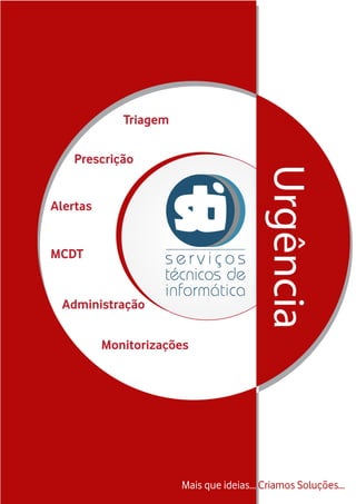 Triagem

   Prescrição




                                          Urgência
Alertas


MCDT


 Administração


          Monitorizações




                       Mais que ideias... Criamos Soluções...
 