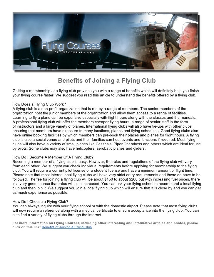 Benefits of Joining a Flying Club