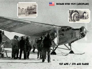 107 MPH / 570 MILE RANGE
RICHARD BYRD 1929 (AEROPLANE)
 