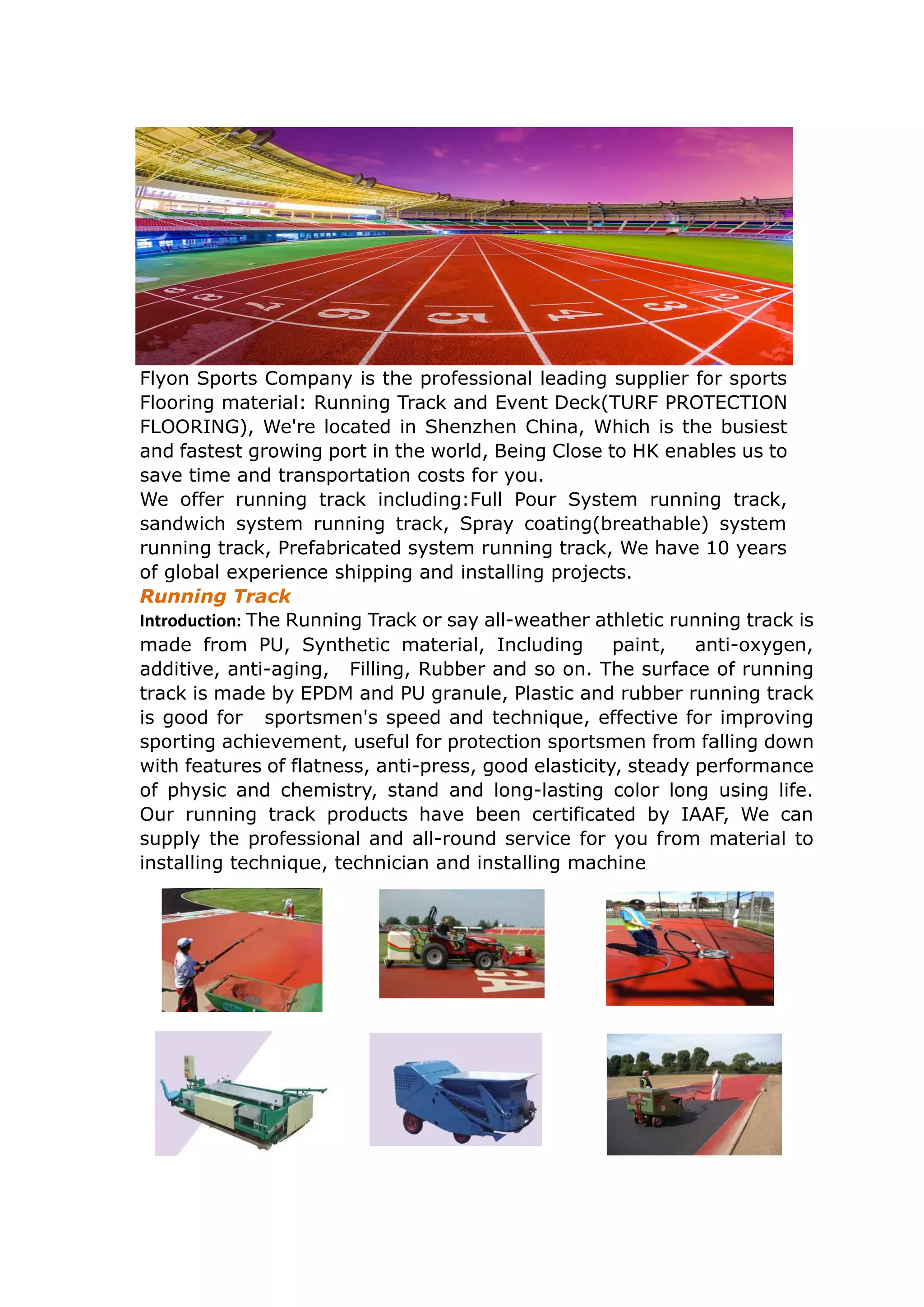 Flyon sport running track catalog PDF