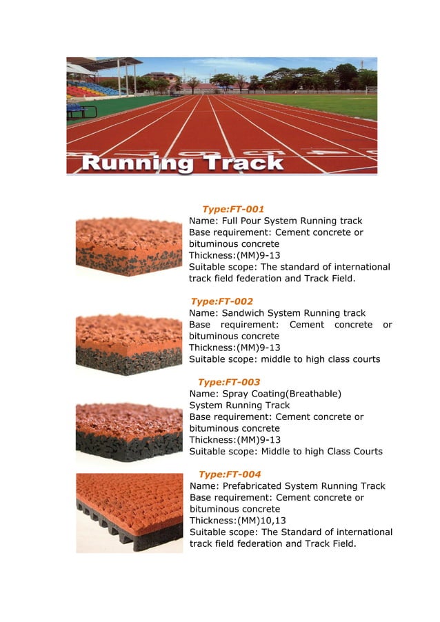 Flyon sport running track catalog PDF
