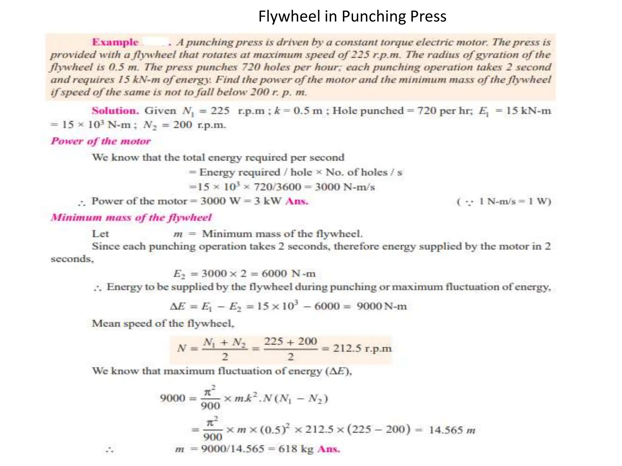 Flywheel in Punching Press
 