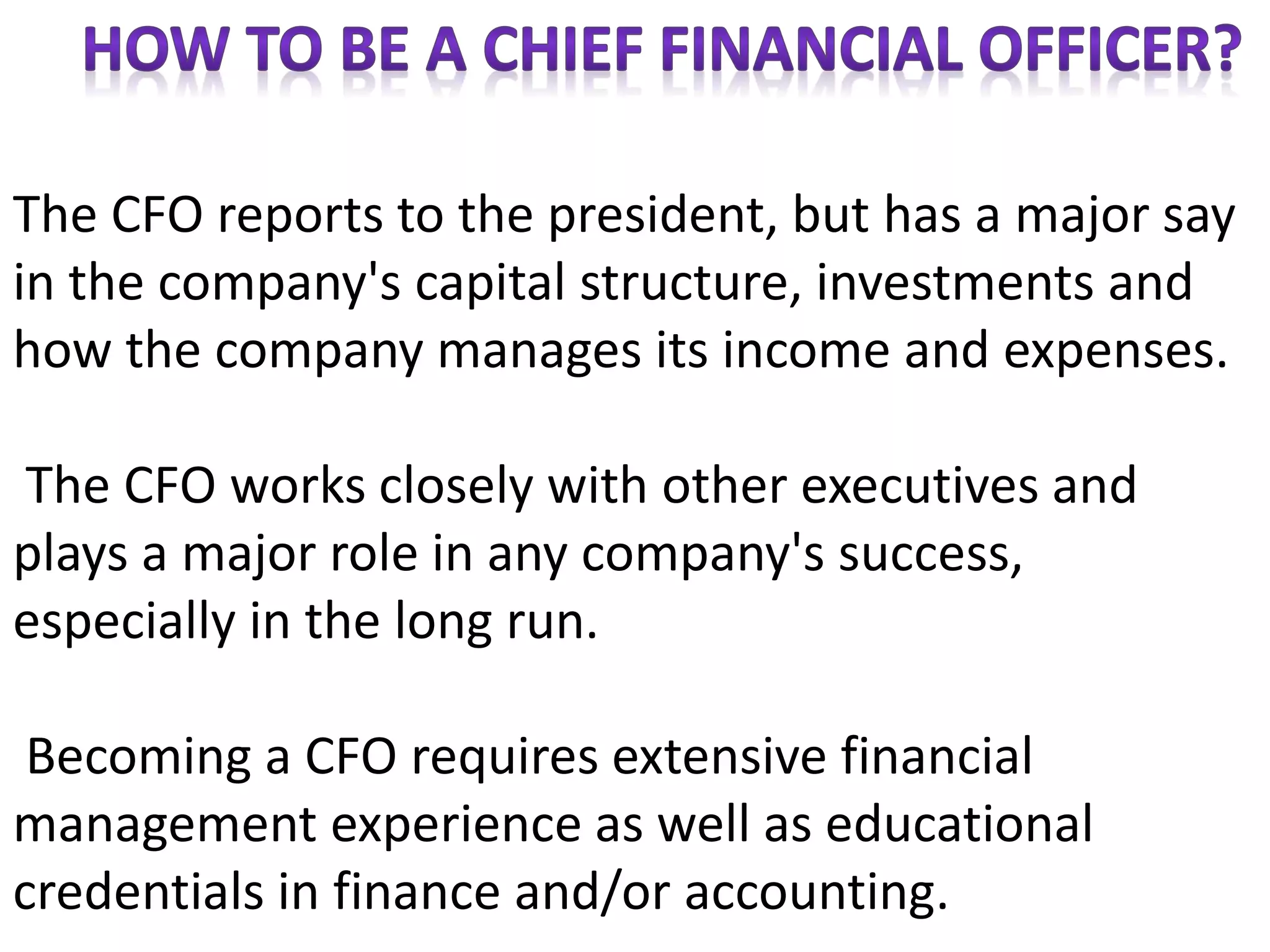 Role of a CFO | PPTX