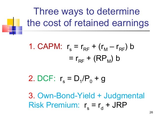cost of retained earnings You were hired as a consultant to the quigley company, whose target capital structure is 35% debt, 10% preferred, and 55% common equity the interest rate on new debt is 650%, the yield on the preferred is 600%, the cost of common from retained earnings is 1125%, and the tax rate is 40% the firm. cost of retained earnings You were hired as a consultant to the quigley company, whose target capital structure is 35% debt, 10% preferred, and 55% common equity the interest rate on new debt is 650%, the yield on the preferred is 600%, the cost of common from retained earnings is 1125%, and the tax rate is 40% the firm.