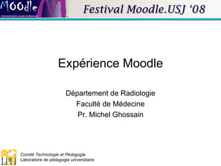 Expérience Moodle Département de Radiologie Faculté de Médecine Pr. Michel Ghossain 