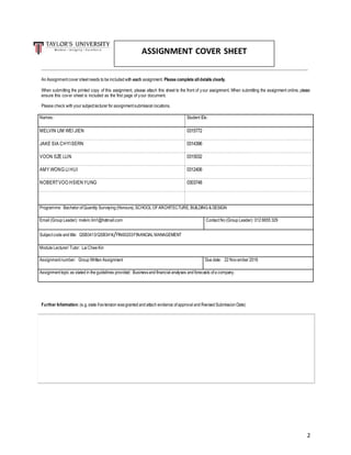 2
An Assignmentcover sheetneeds to be included with each assignment. Please complete alldetails clearly.
When submitting t...