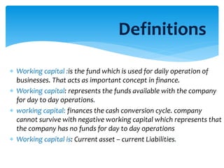 Working Capital Analysis on PRAN-RFL Company [Financial Management] | PPTX