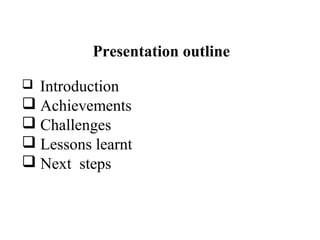 Faida Mali implementation progress and project Highlights 