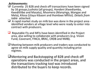 Faida Mali implementation progress and project Highlights 