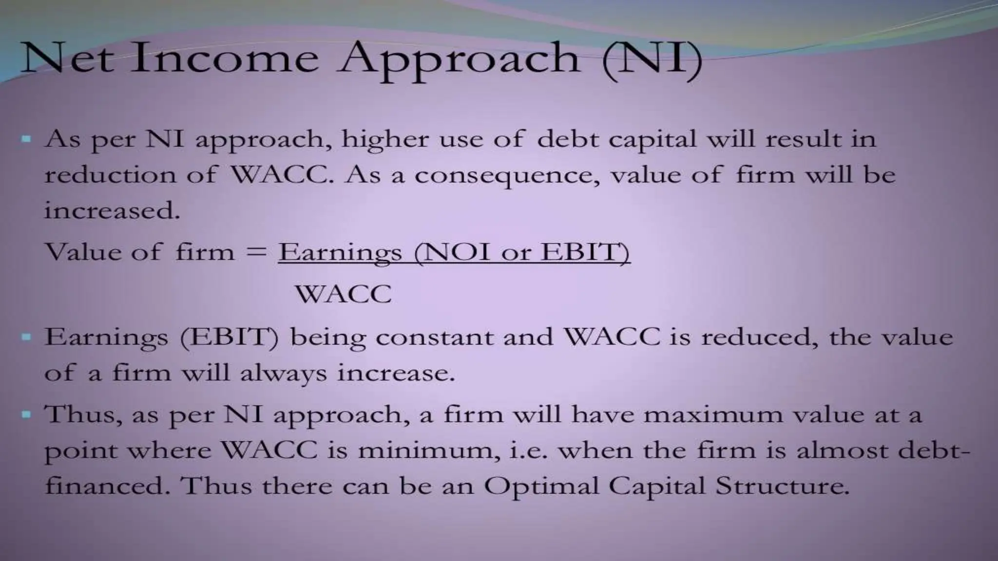 Capital structure theories - NI Approach, NOI approach & MM Approach | PPTX