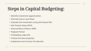 Capital Budgeting in Financial Management | PPTX