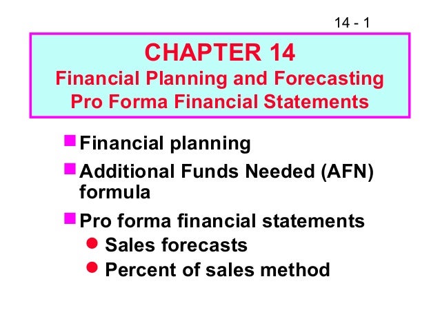 pro forma formula
