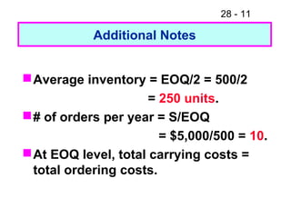 Fm11 ch 28 advanced issues in cash management and inventory control | PPT