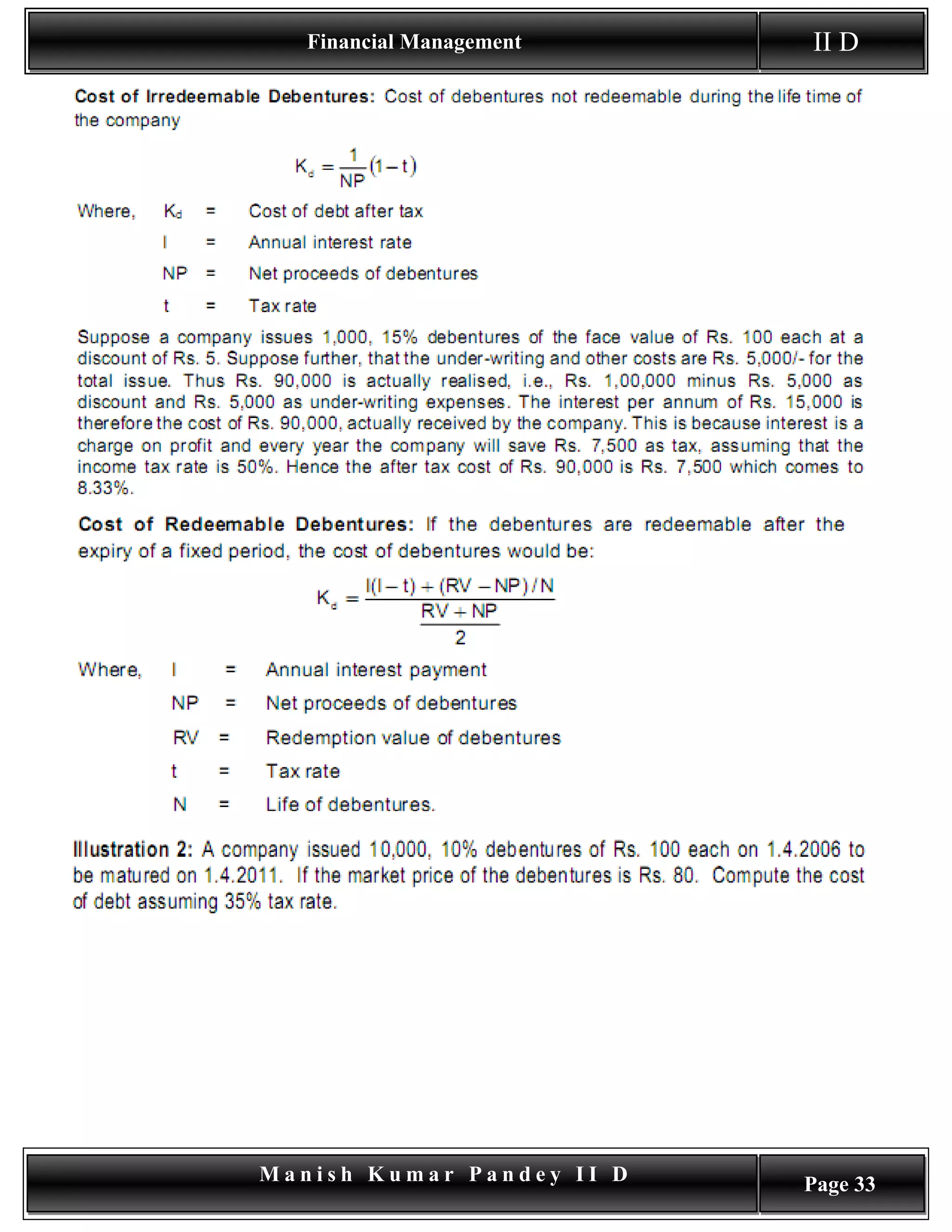 Financial Management    II D




Manish Kumar Pandey II D   Page 33
 
