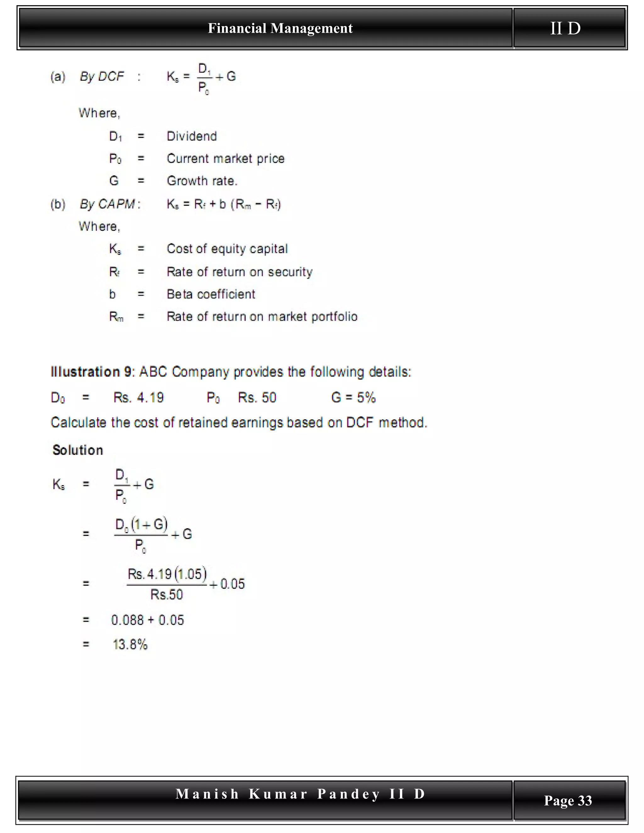 Financial Management    II D




Manish Kumar Pandey II D   Page 33
 
