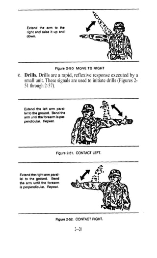 c. Drills. Drills are a rapid, reflexive response executed by a
   small unit. These signals are used to initiate drills (Figures 2-
   51 through 2-57).




                                2—20
 